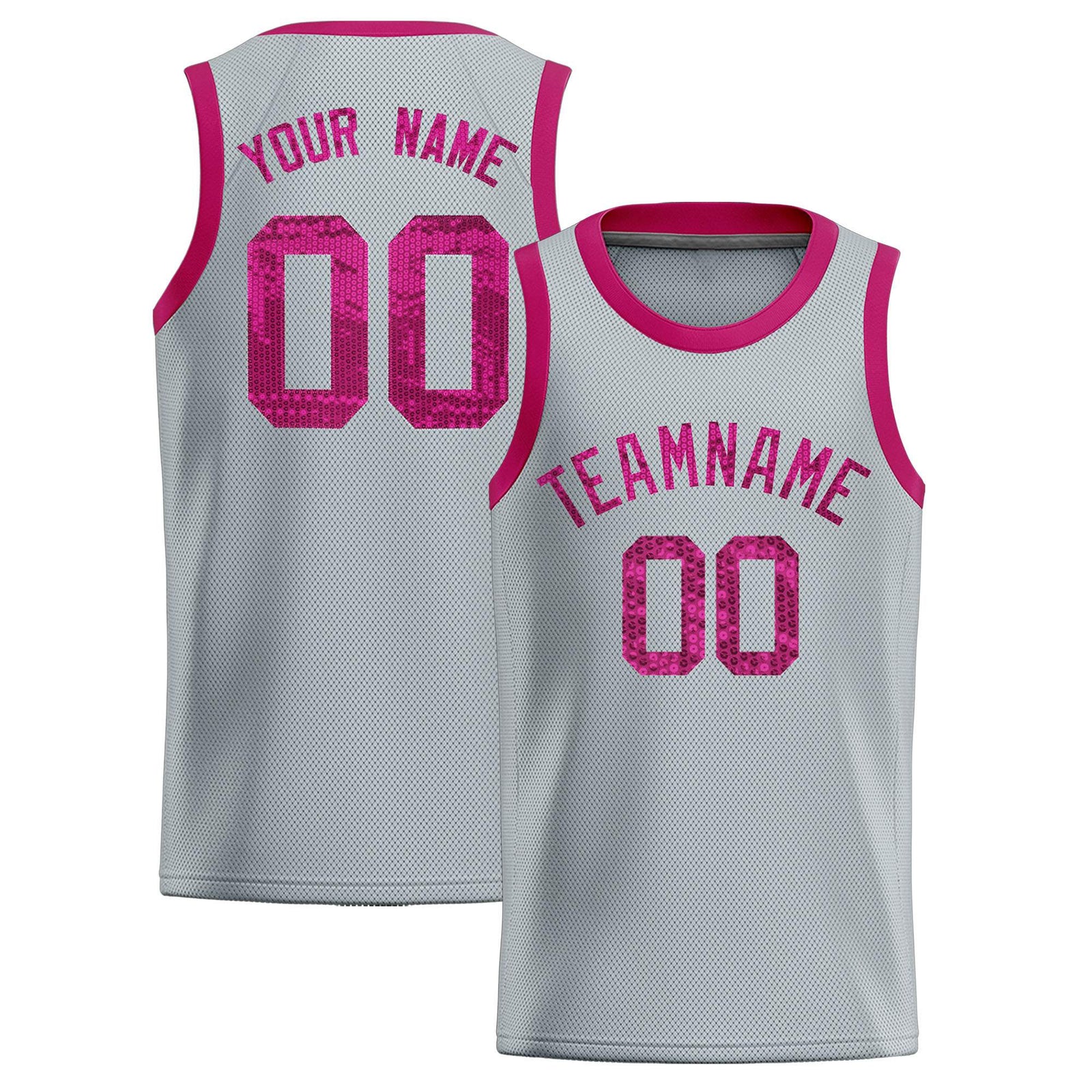 Custom Silver Sequined Tops Athletic Basketball Jersey