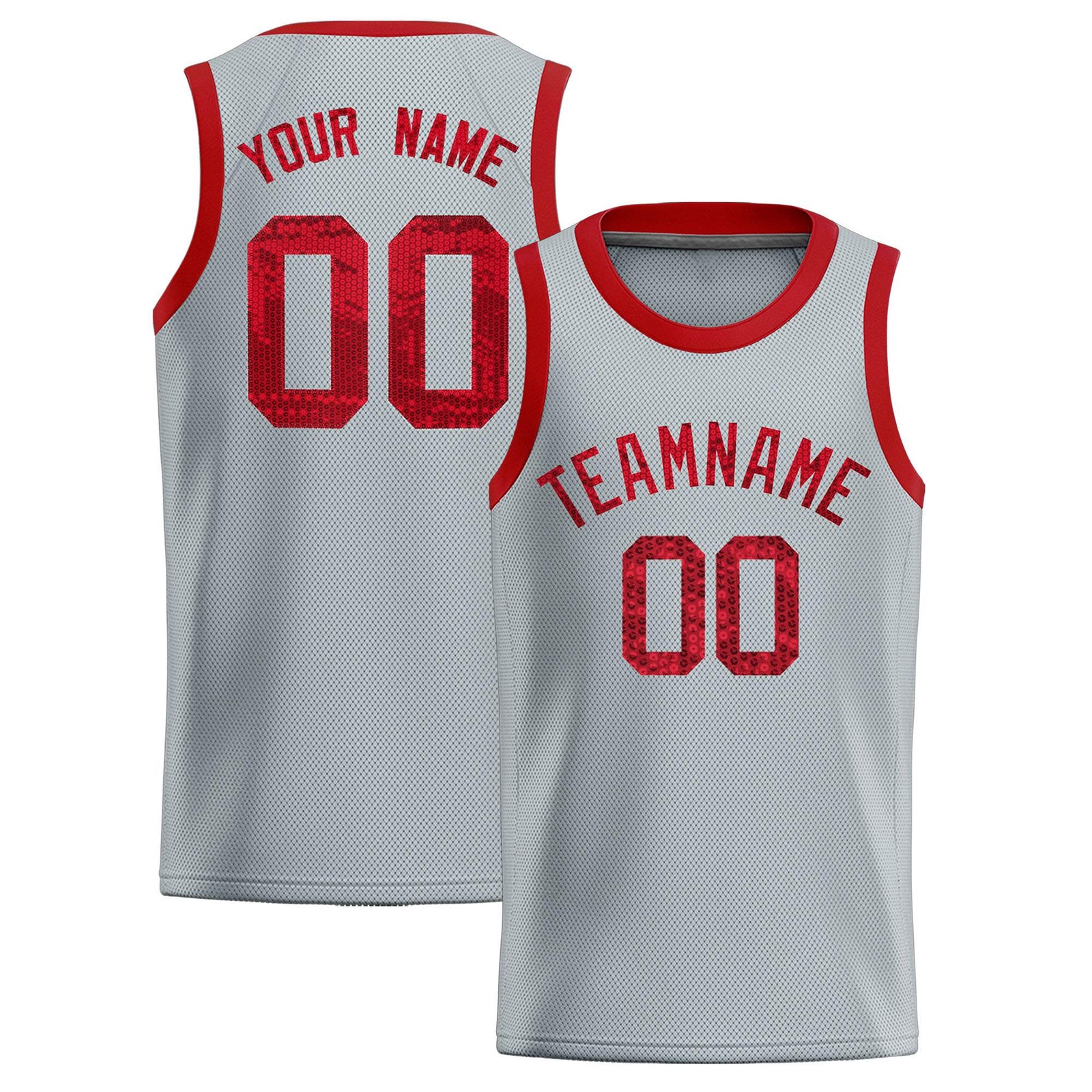 Custom Silver Sequined Tops Athletic Basketball Jersey