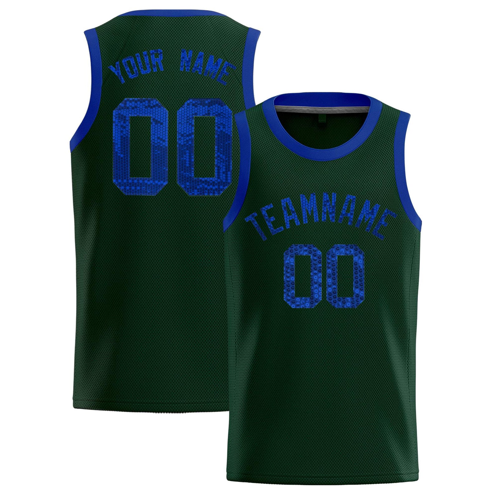 Custom Hunter Green Sequined Tops Athletic Basketball Jersey