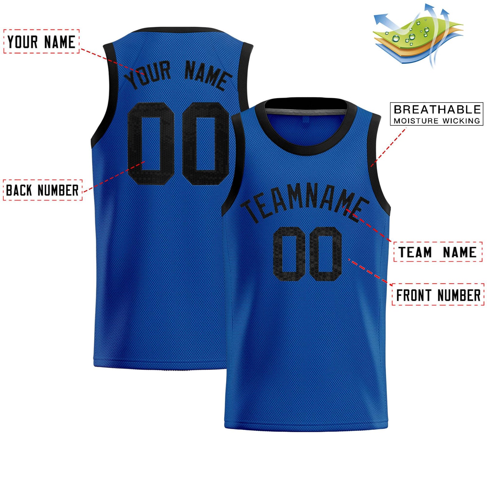 Custom Royal Sequined Tops Athletic Basketball Jersey