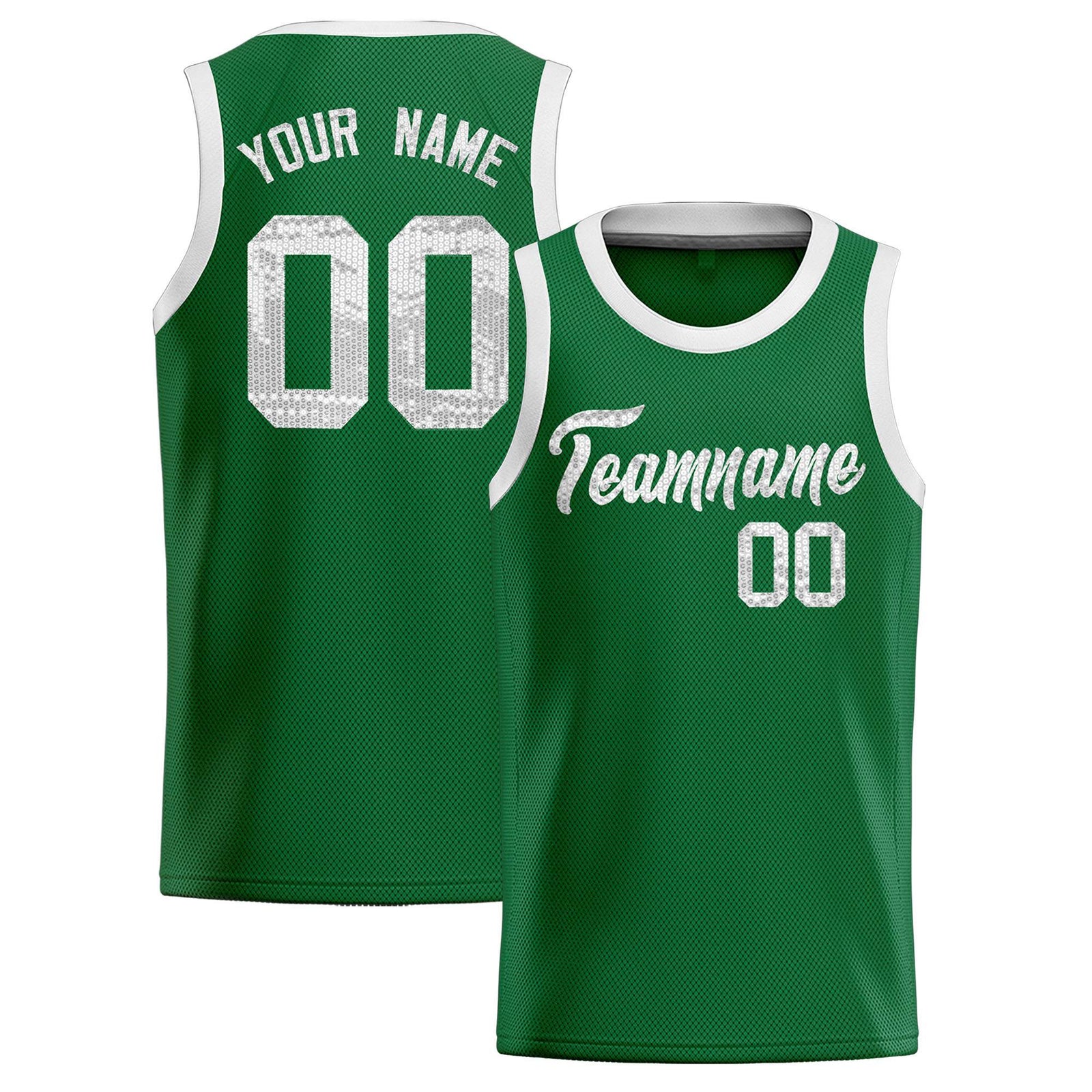 Custom Kelly Green Sequined Tops Athletic Basketball Jersey