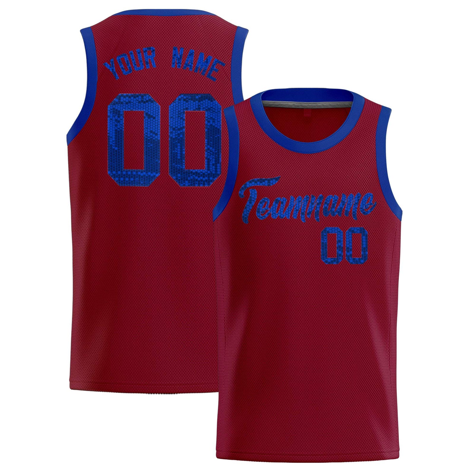 Custom Crimson Sequined Tops Athletic Basketball Jersey