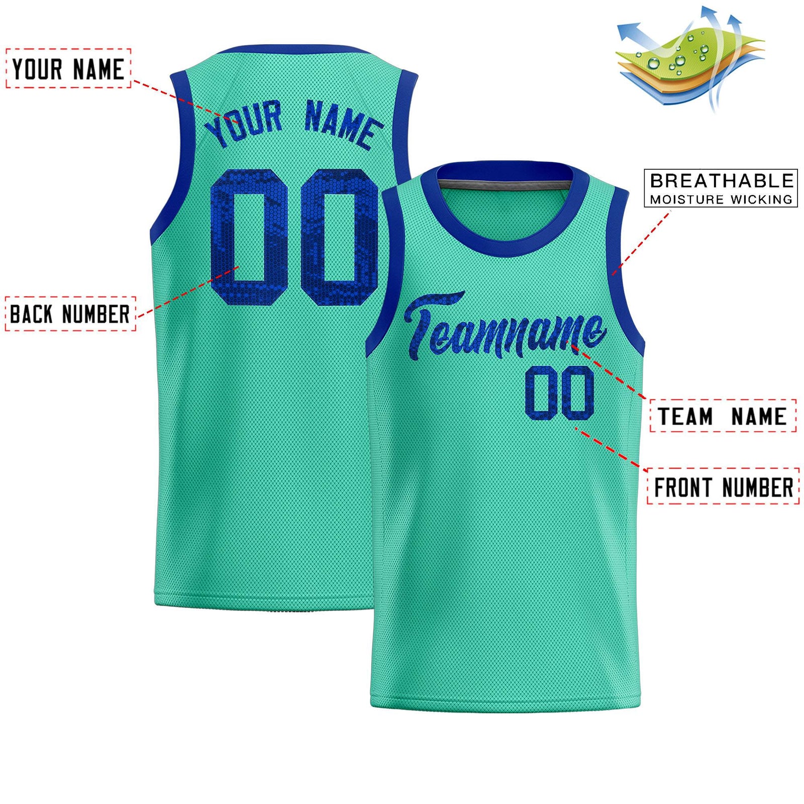 Custom Bright Green Sequined Tops Athletic Basketball Jersey