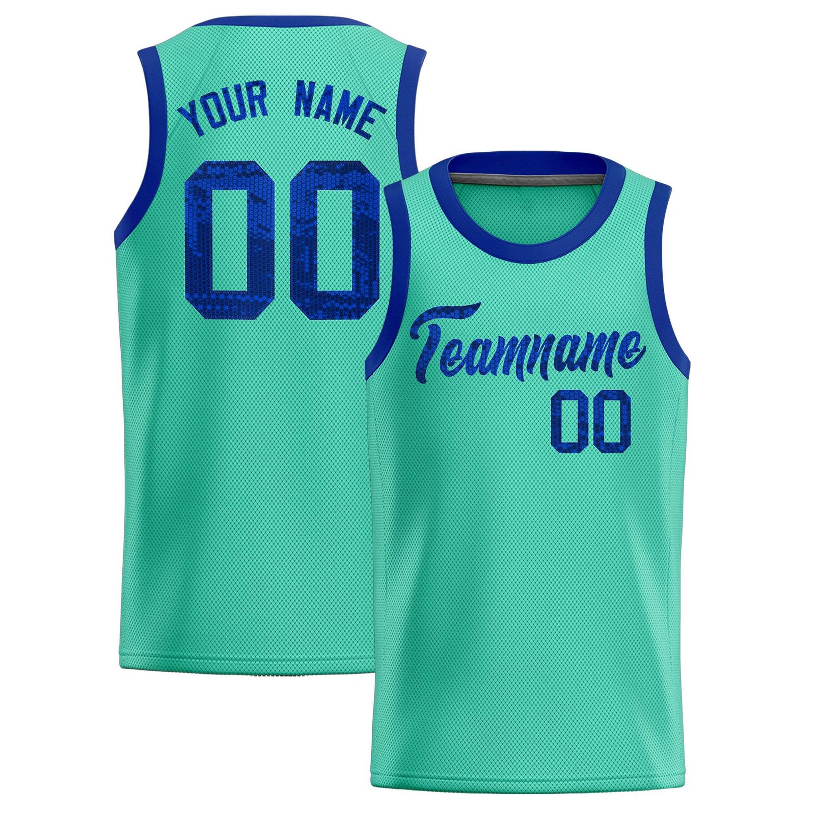 Custom Bright Green Sequined Tops Athletic Basketball Jersey