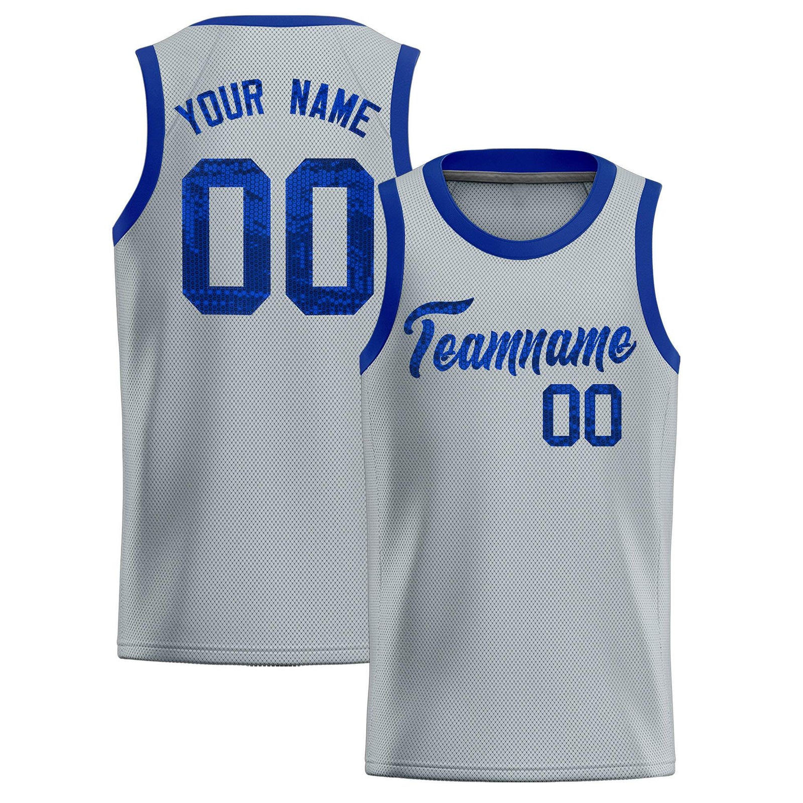 Custom Silver Sequined Tops Athletic Basketball Jersey