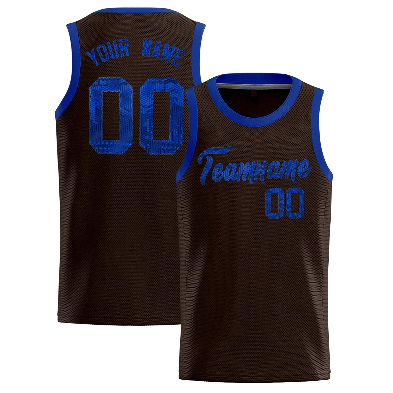 Custom Brown Sequined Tops Athletic Basketball Jersey