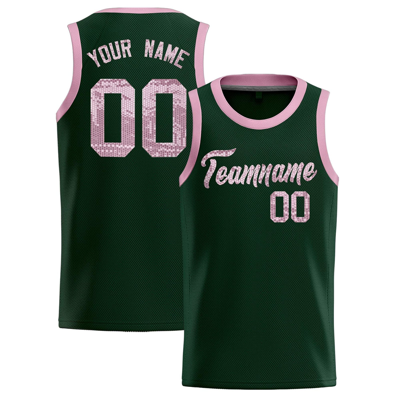 Custom Hunter Green Sequined Tops Athletic Basketball Jersey