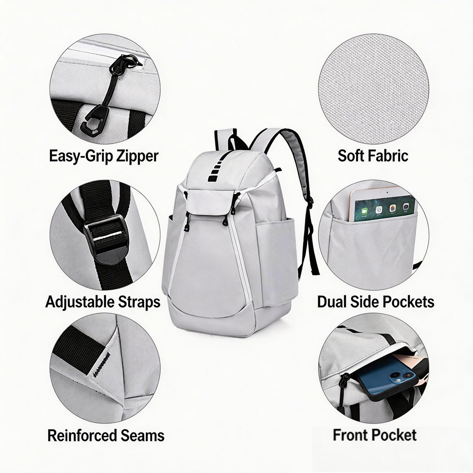 Custom Basketball Backpack – Large Capacity Oxford Sports Training Backpack with Ball Storage Compartment