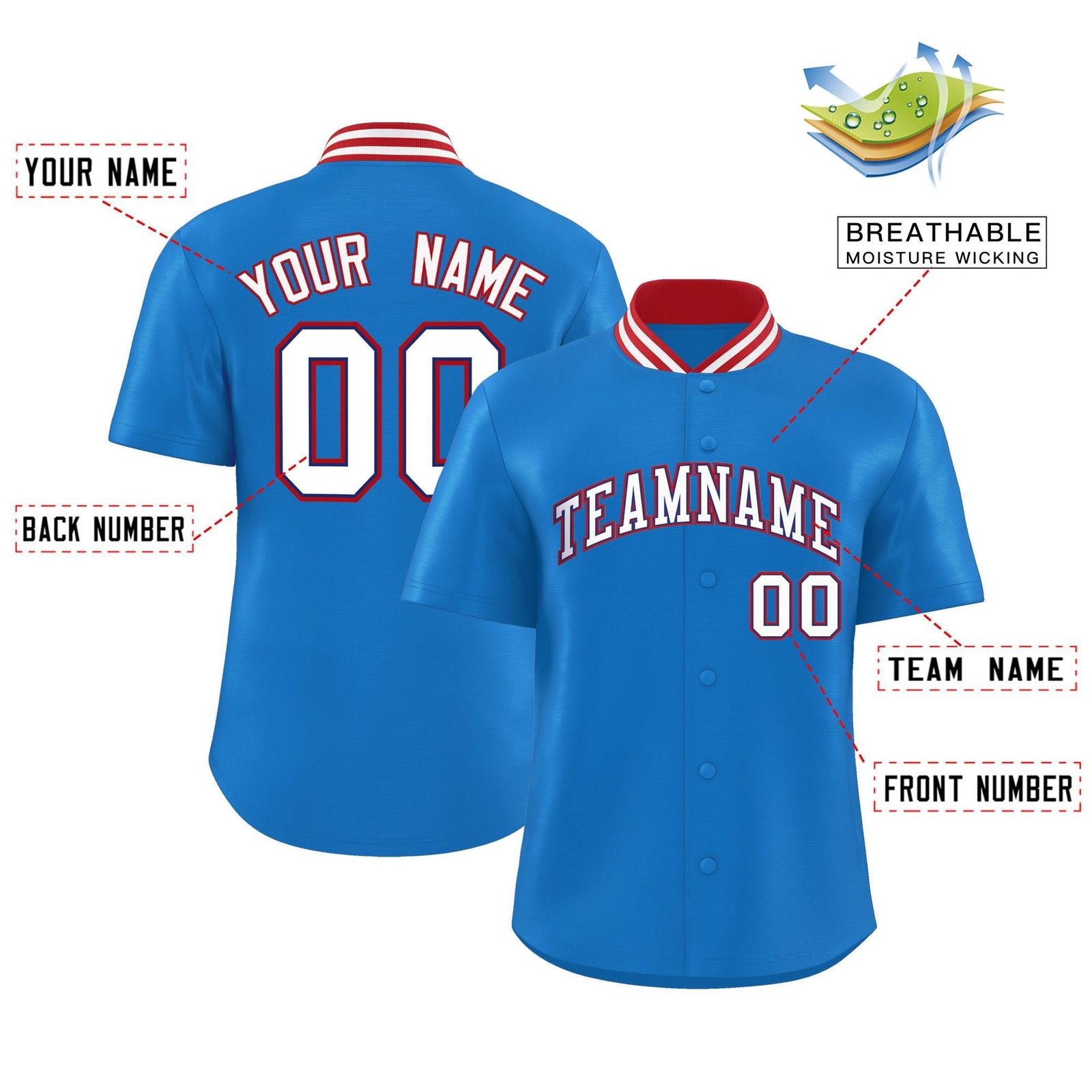Custom Panther Blue Classic Style Authentic Stand Collar Baseball Jersey