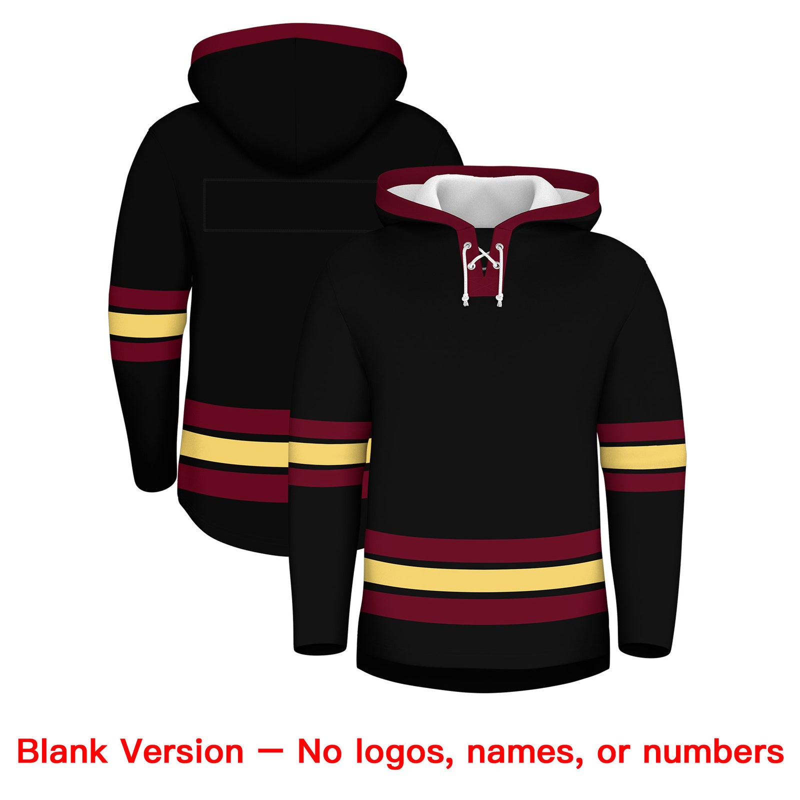 Custom Hockey Hoodie Jersey Black Crimson Classic Style for Men&Youth