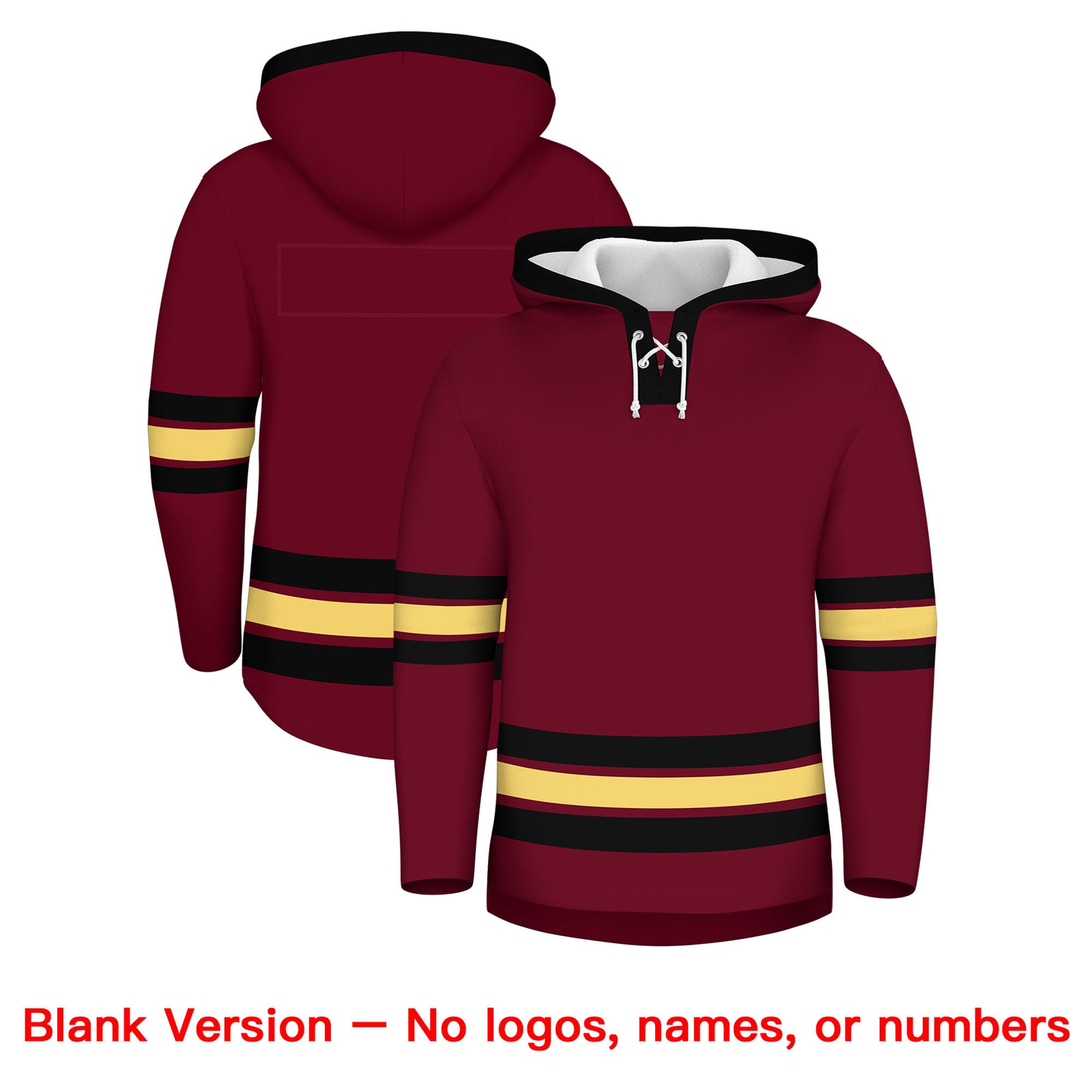 Custom Hockey Hoodie Jersey Crimson Black Classic Style Add Name,Number&Logo