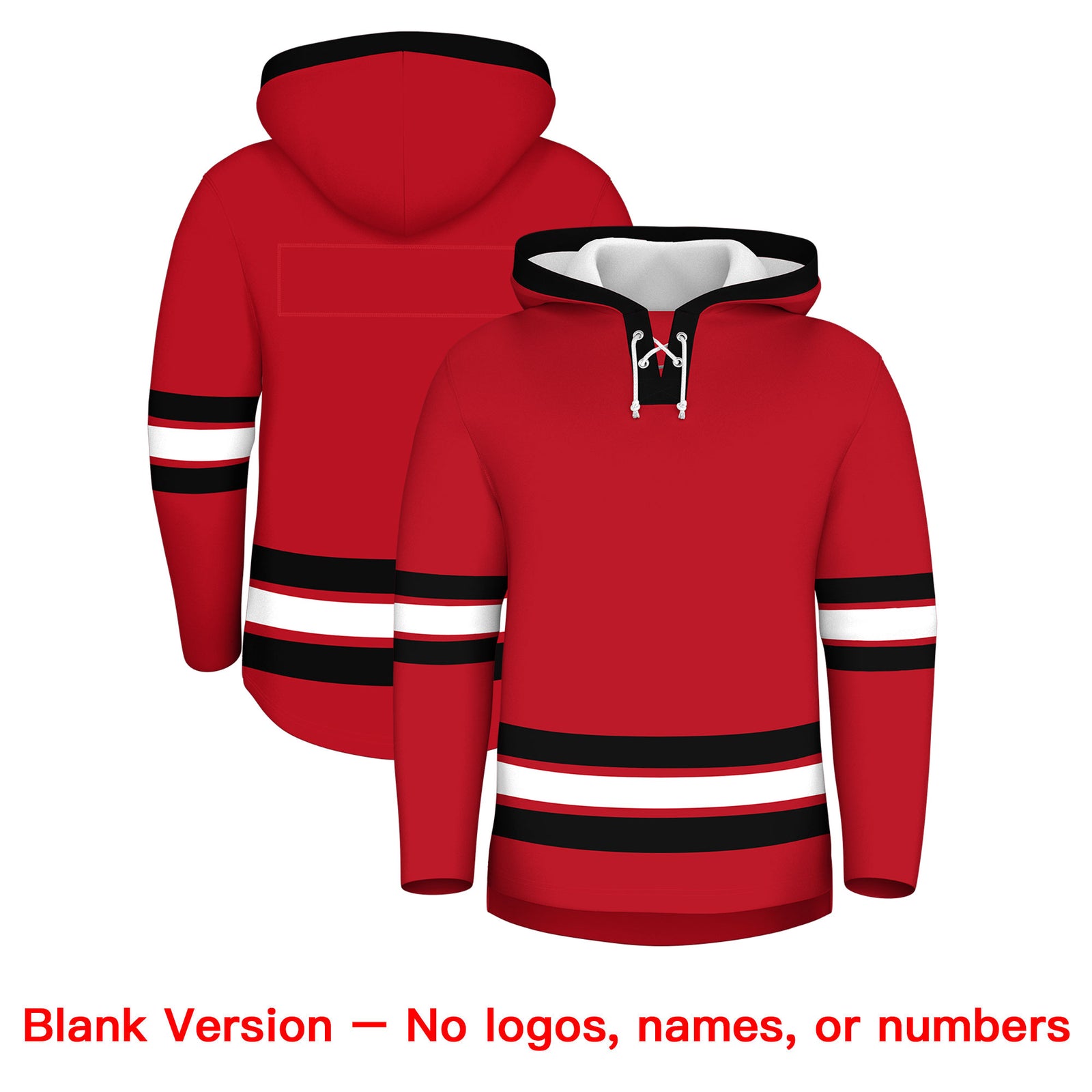 Custom Hockey Hoodie Jersey Red Black Classic Style Add Name,Number&Logo