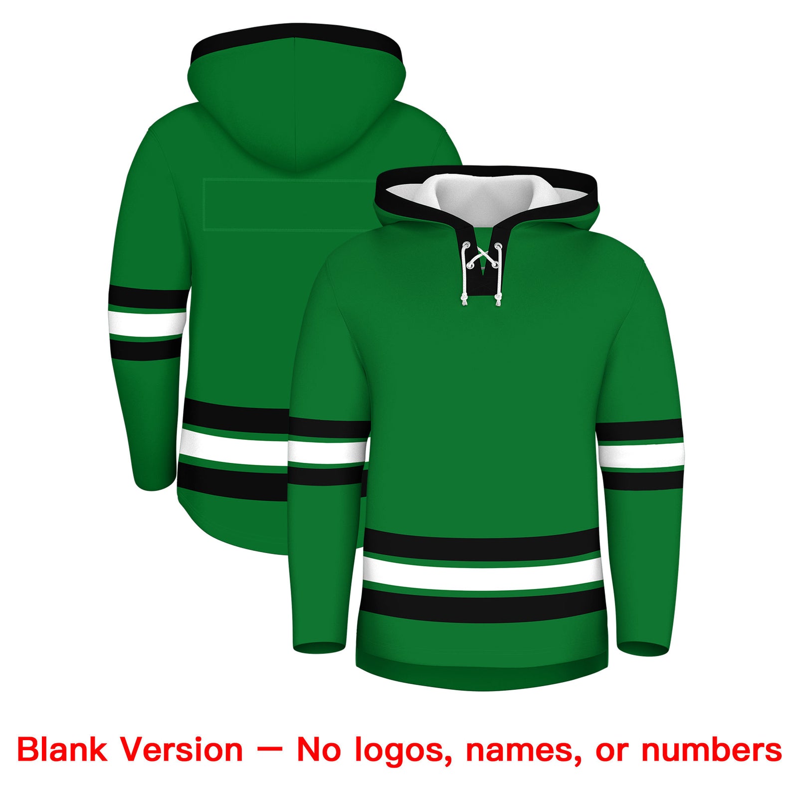 Custom Hockey Hoodie Jersey Kelly Green Black Classic Style for Men&Youth