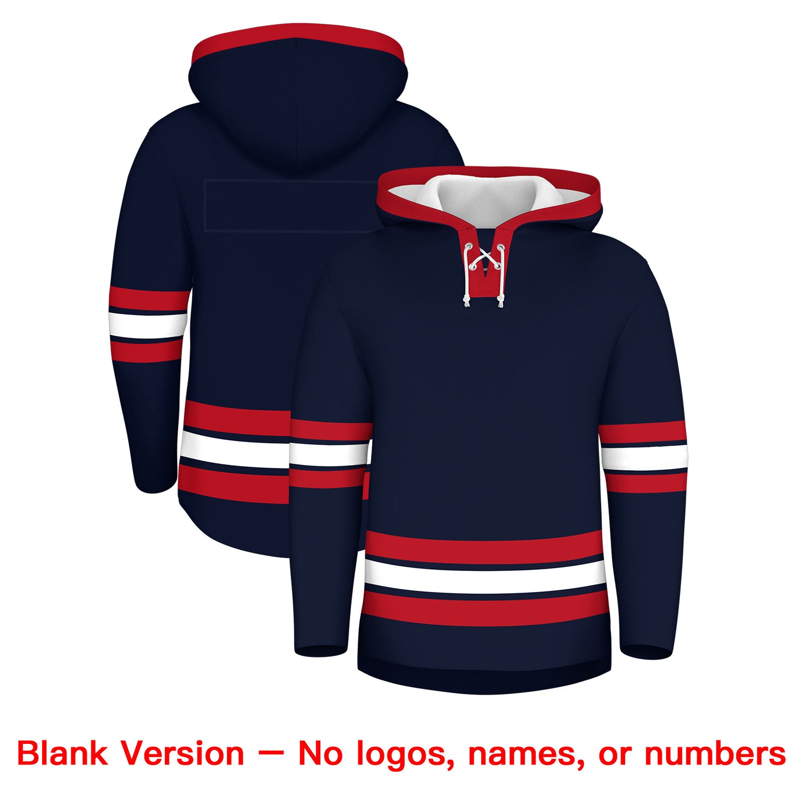 Custom Hockey Hoodie Jersey Navy Red Classic Style for Men&Youth