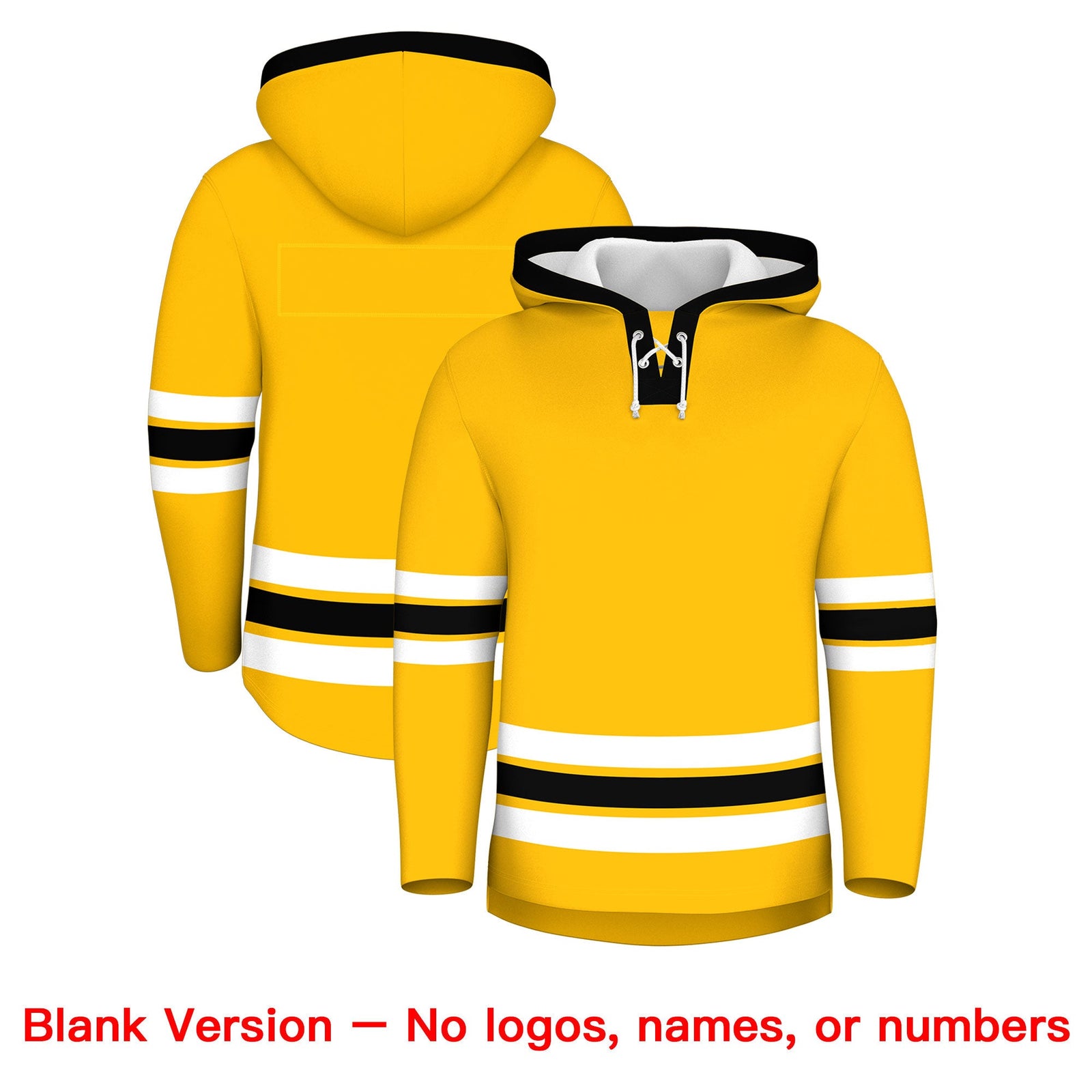 Custom Hockey Hoodie Jersey Gold Black Classic Style Add Name,Number & Logo