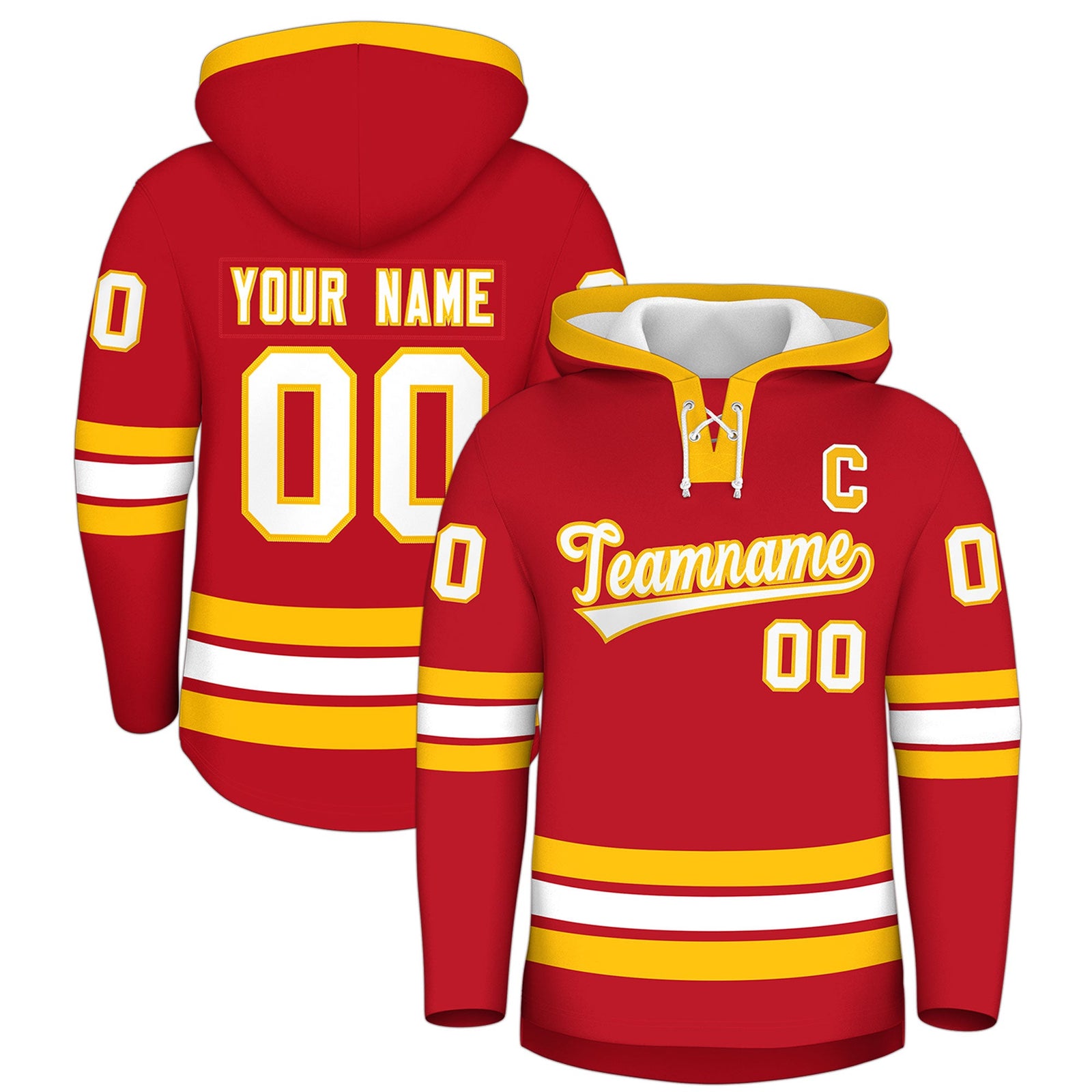 Custom Hockey Hoodie Jersey Red White Classic Style for Men&Youth