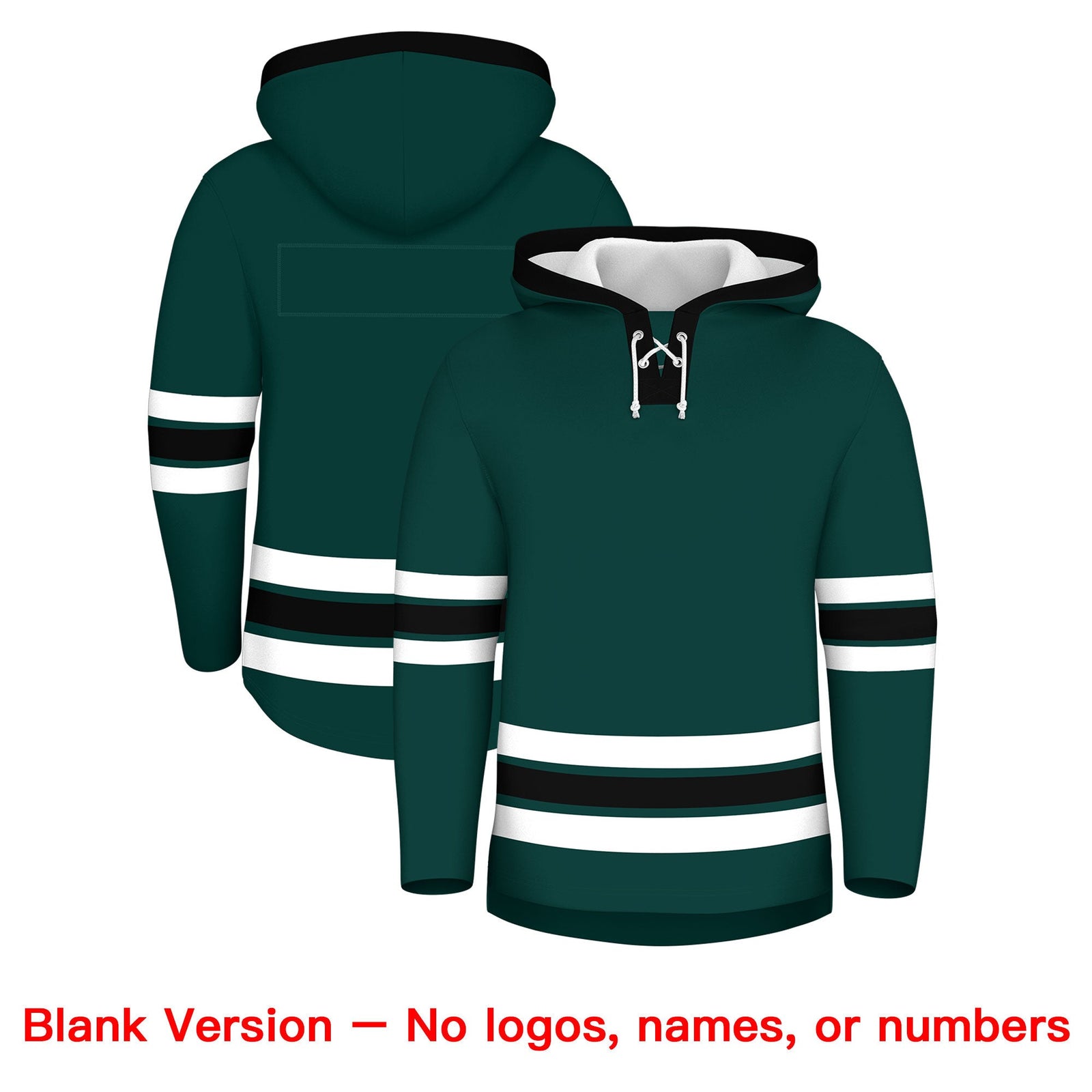 Custom Hockey Hoodie Jersey Midnight Green Black Classic Style Add Name,Number&Logo