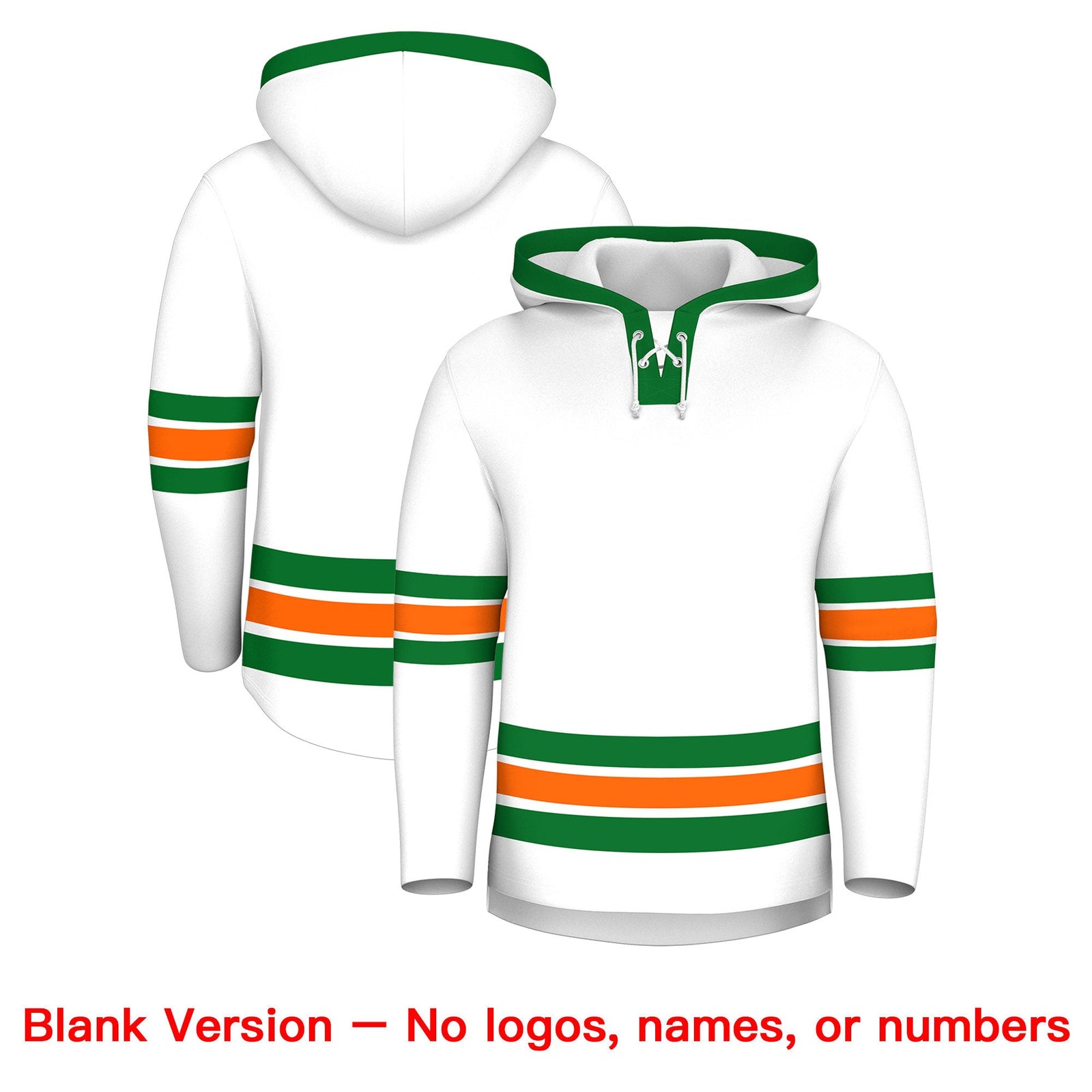 Custom Hockey Hoodie Jersey White Kelly Green Classic Style for Men&Youth