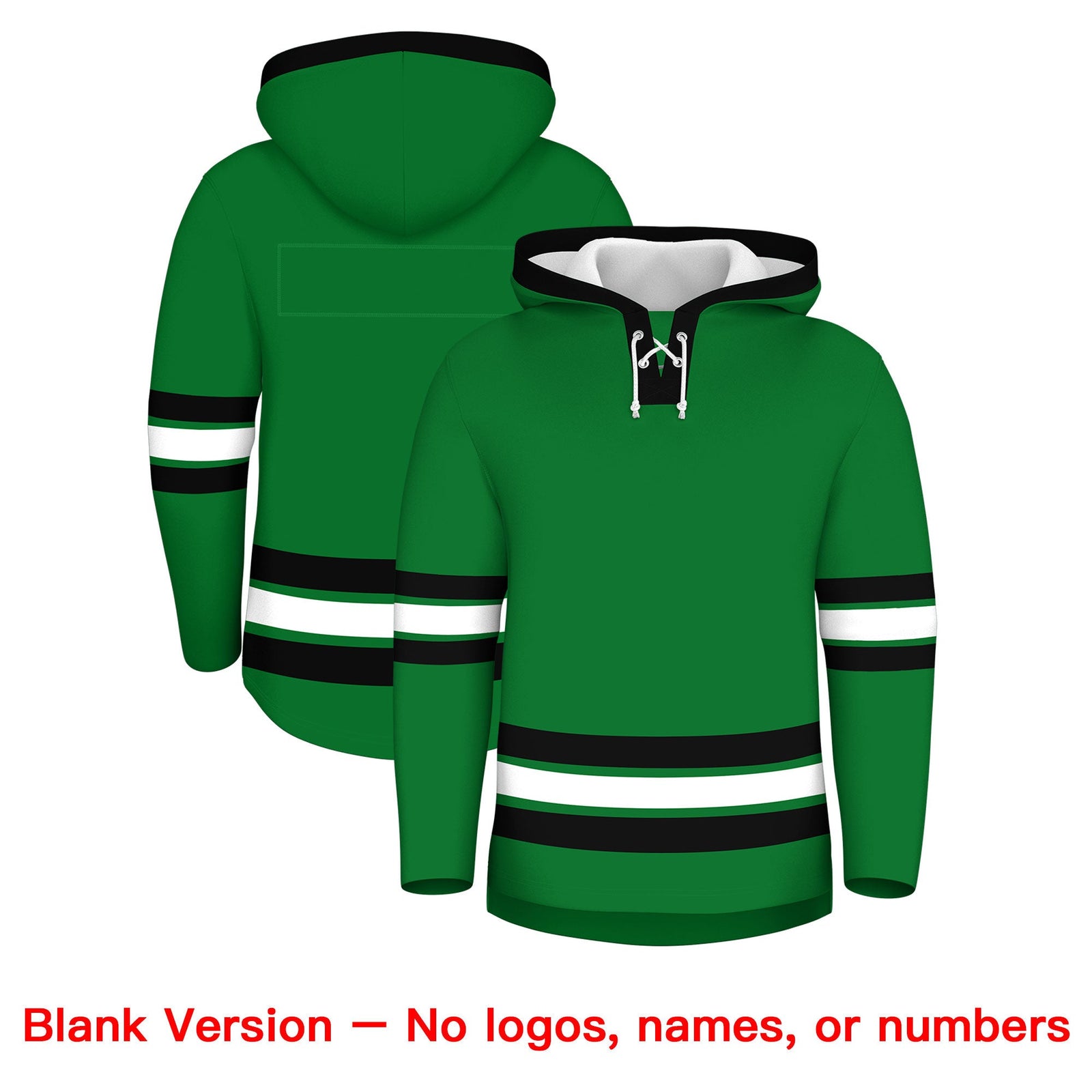 Custom Hockey Hoodie Jersey Kelly Green Black Classic Style for Men&Youth
