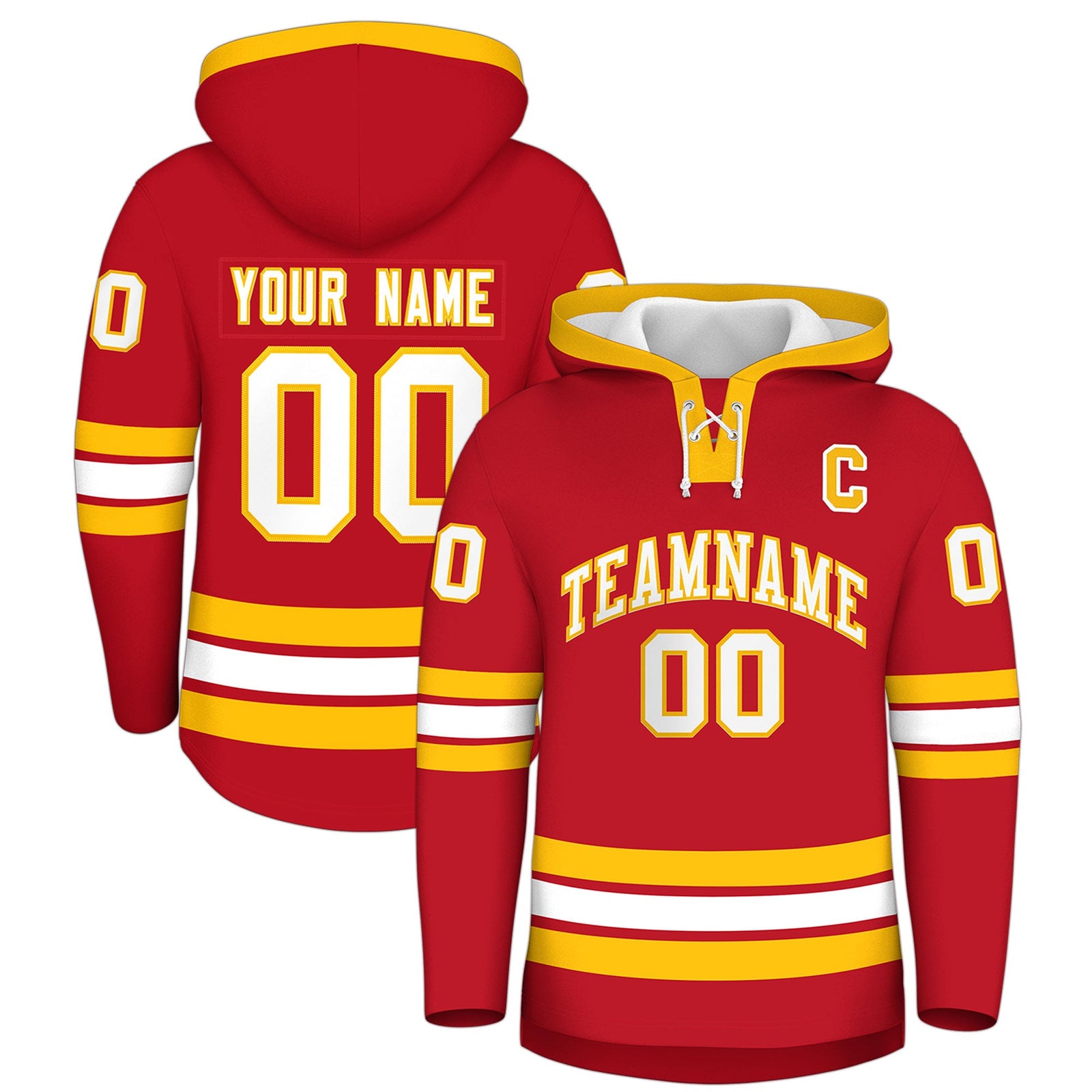 Custom Hockey Hoodie Jersey Red White Classic Style for Men&Youth