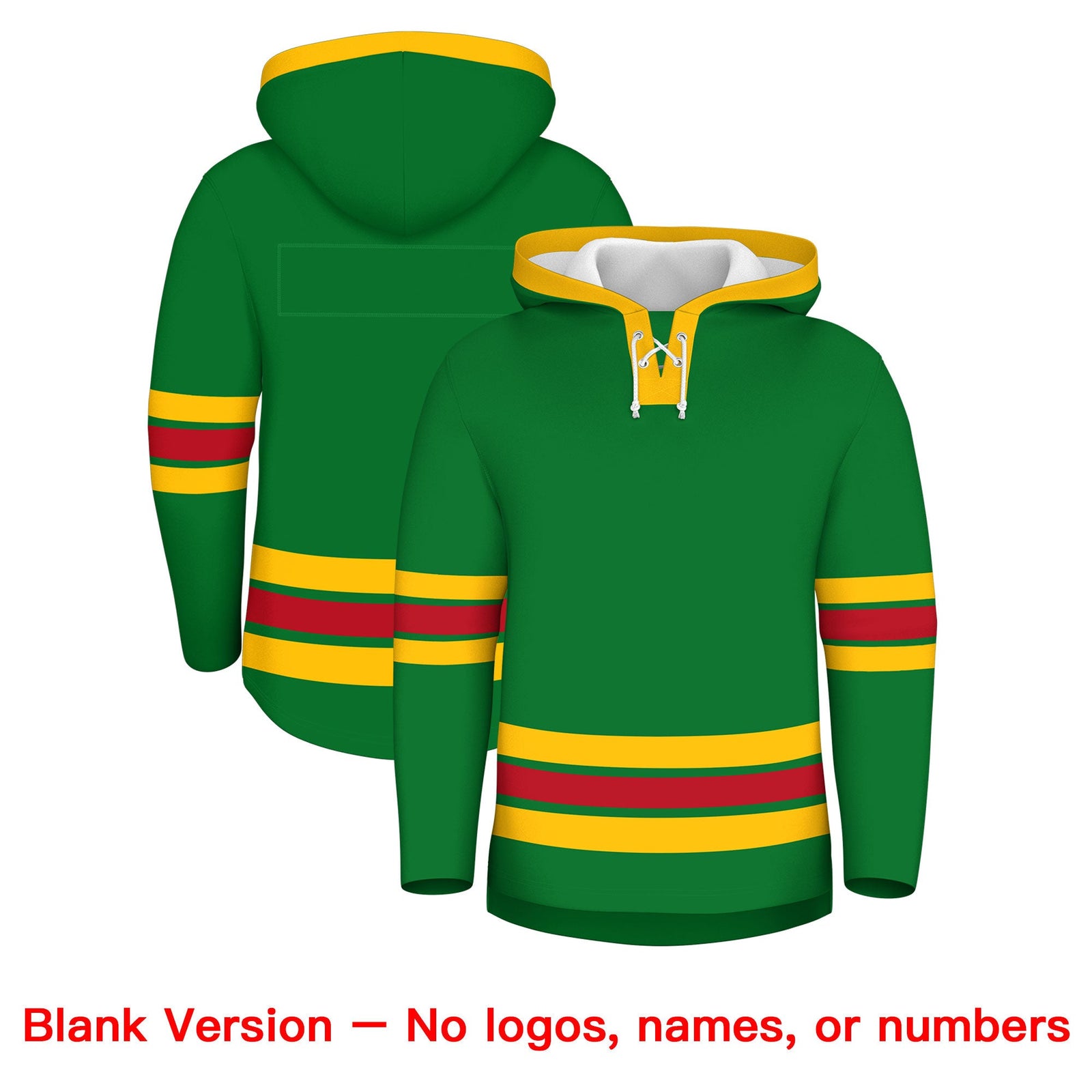 Custom Hockey Hoodie Jersey Kelly Green Red Classic Style Add Name,Number&Logo