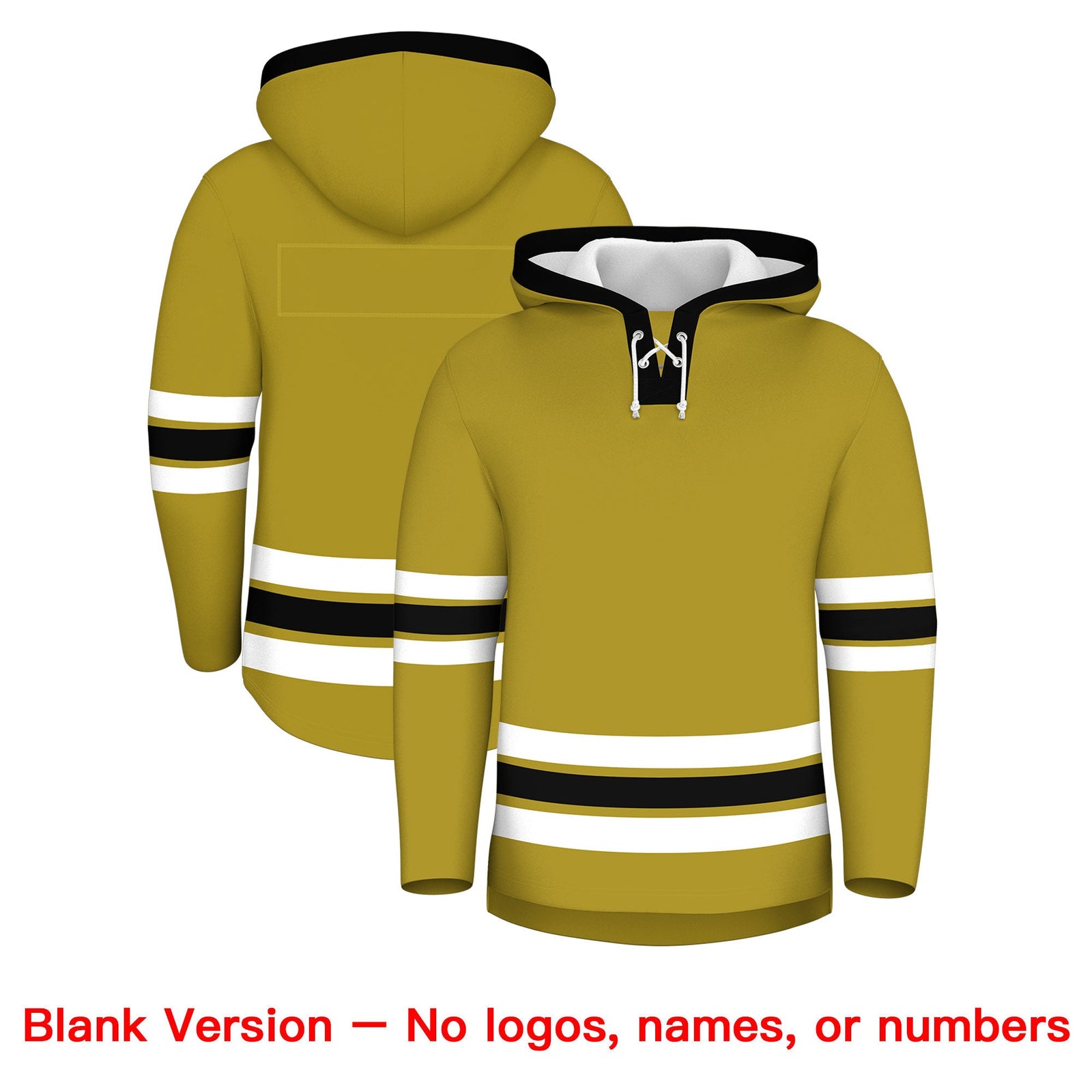 Custom Hockey Hoodie Jersey Old Gold Black Classic Style for Men&Youth