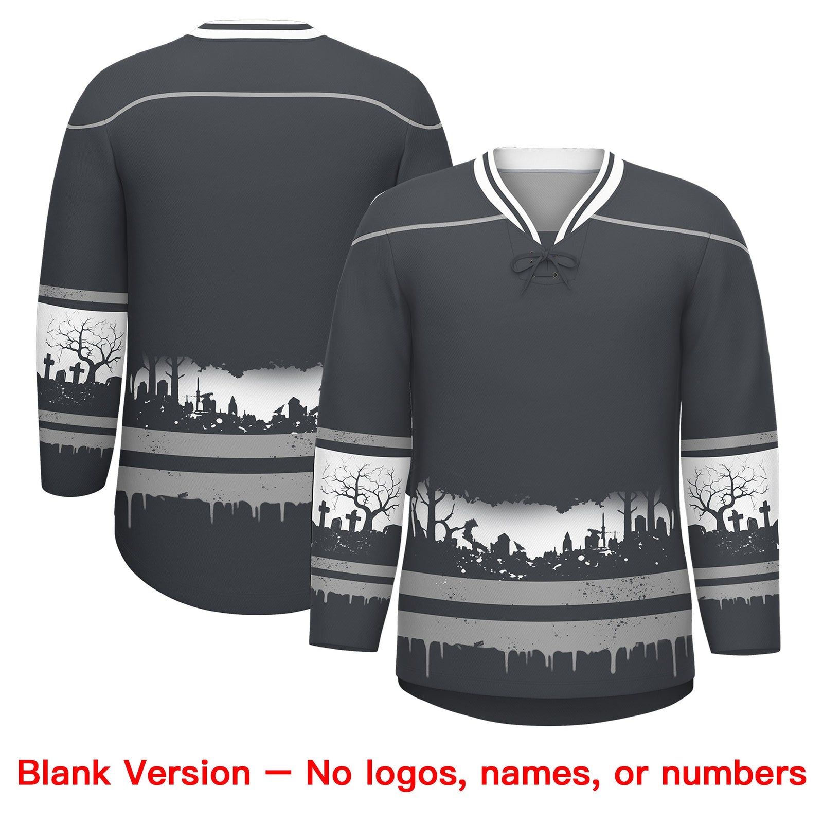 Custom Dark Gray Gray White Gradient Fashion Halloween Stretch Fabric Hockey Jersey| KXKSHOP