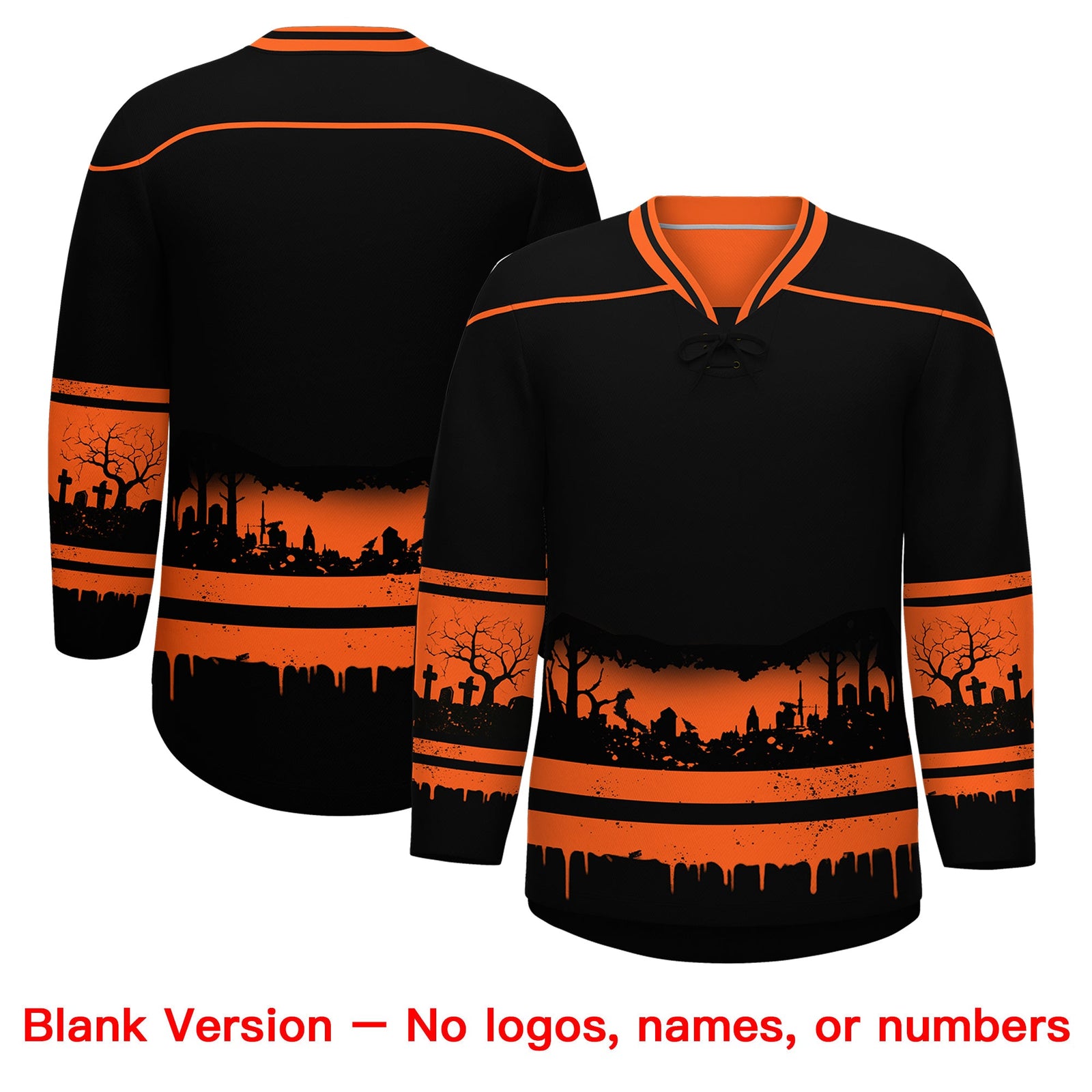 Custom Black Orange Cream Gradient Fashion Halloween Stretch Fabric Hockey Jersey| KXKSHOP