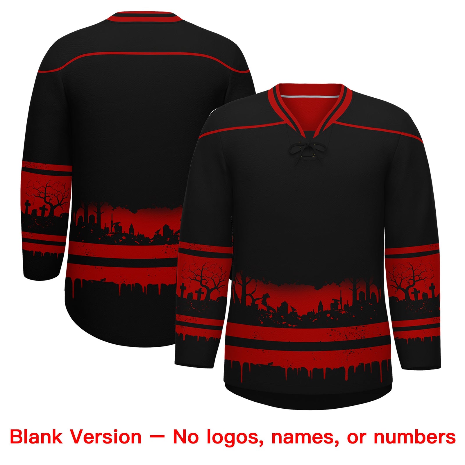 Custom Black Red Cream Gradient Fashion Halloween Stretch Fabric Hockey Jersey| KXKSHOP