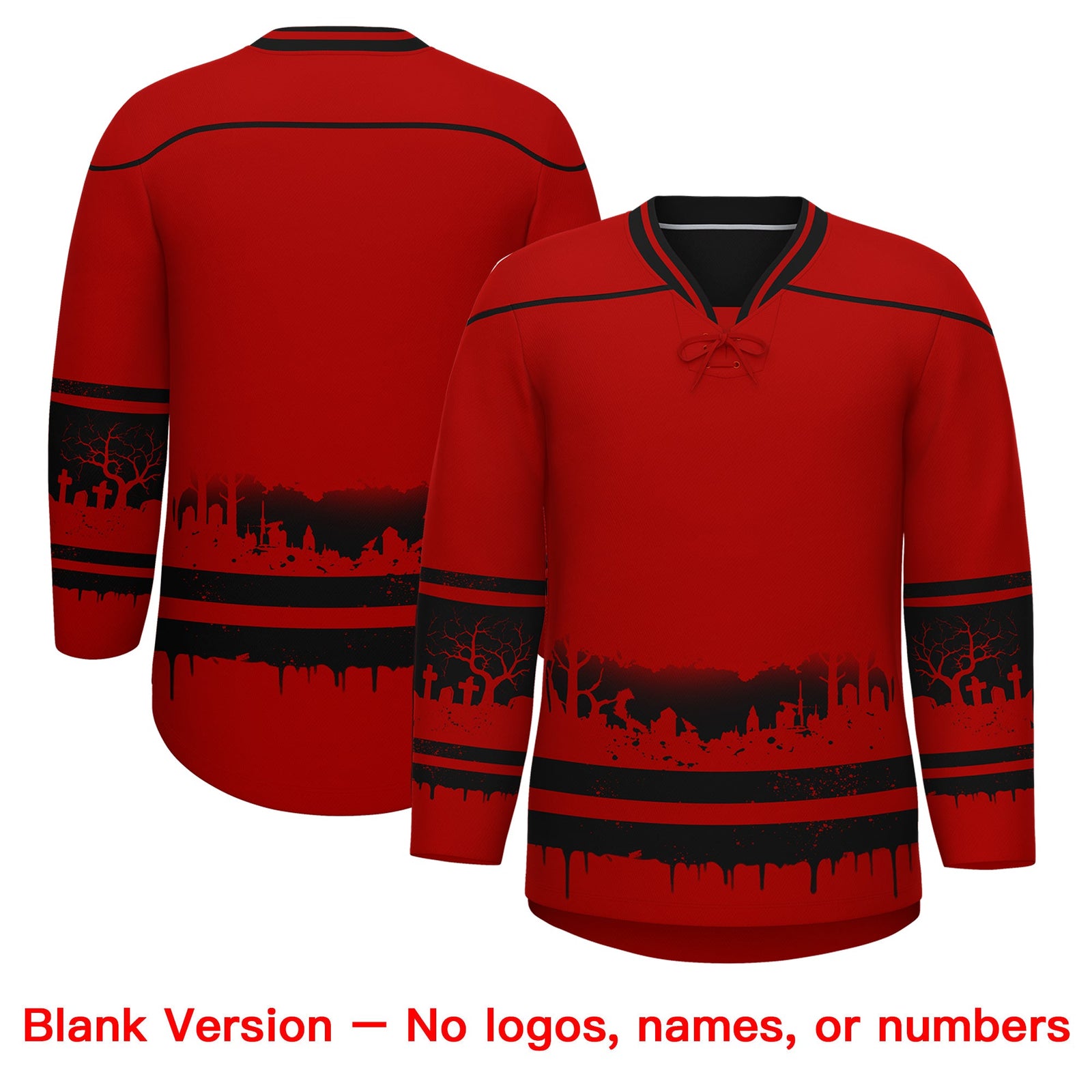 Custom Red Black Cream Gradient Fashion Halloween Stretch Fabric Hockey Jersey| KXKSHOP