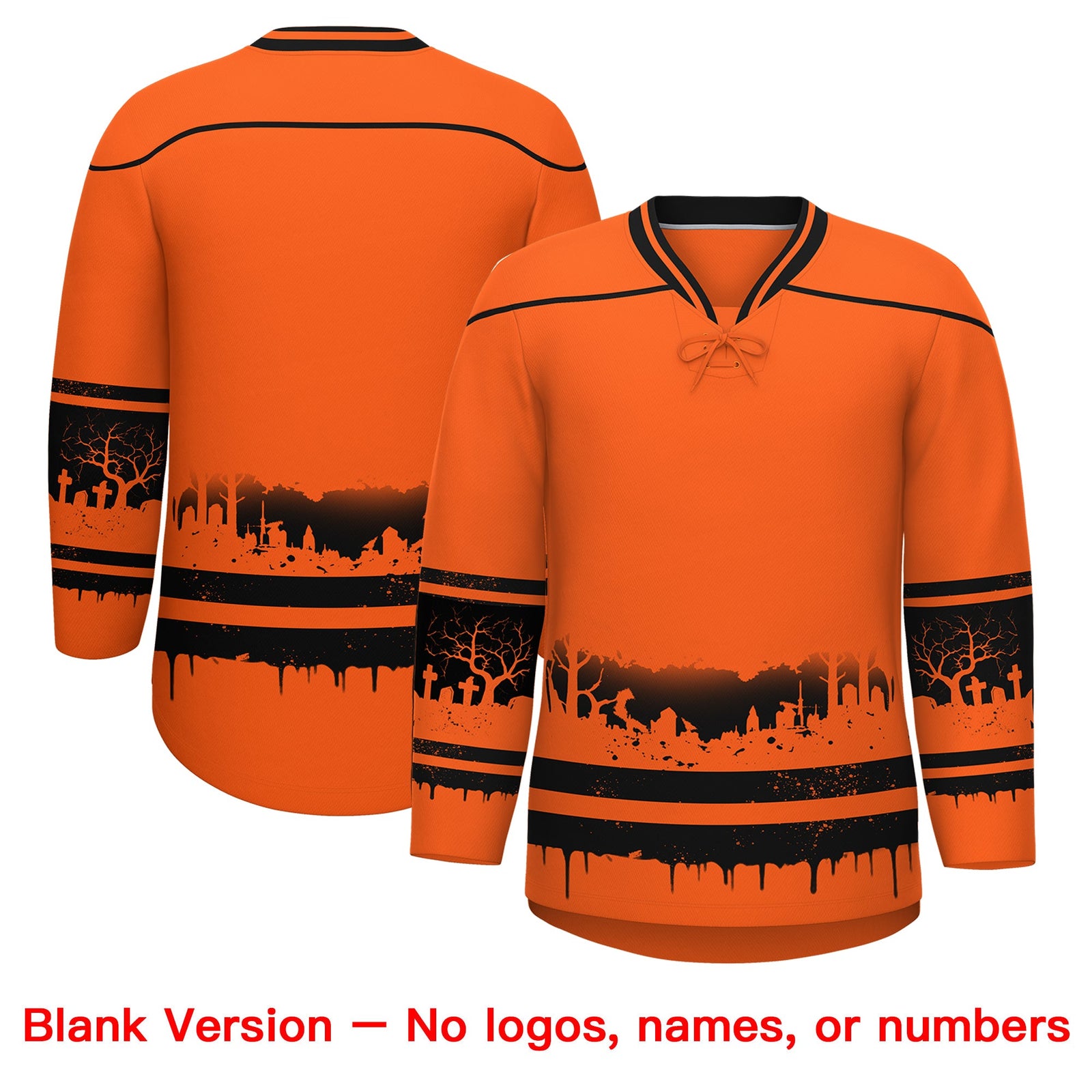 Custom Orange Black Cream Gradient Fashion Halloween Stretch Fabric Hockey Jersey| KXKSHOP