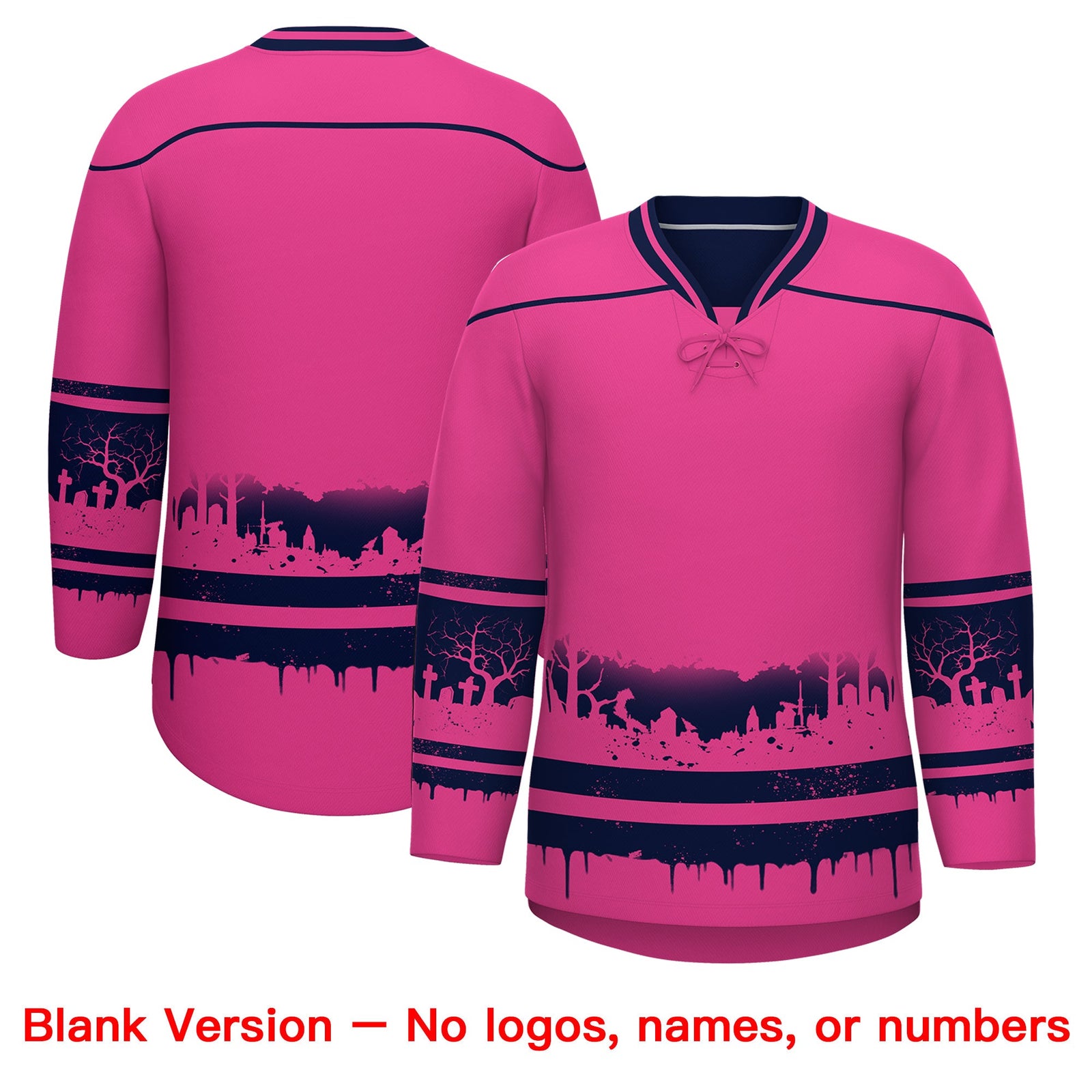 Custom Rose Red Navy Cream Gradient Fashion Halloween Stretch Fabric Hockey Jersey| KXKSHOP