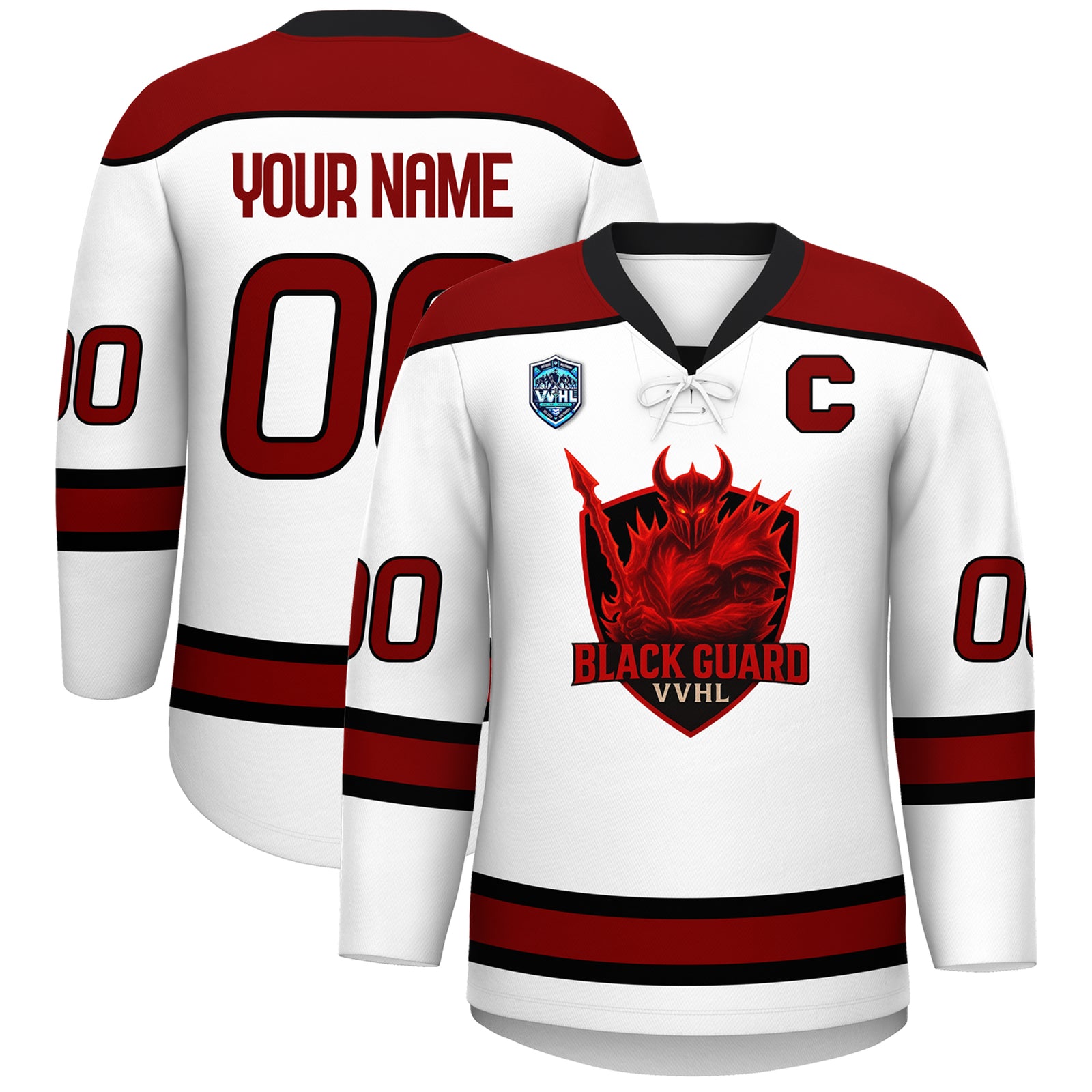 VVHL S8 Custom Black Guard Blue Hockey Jersey