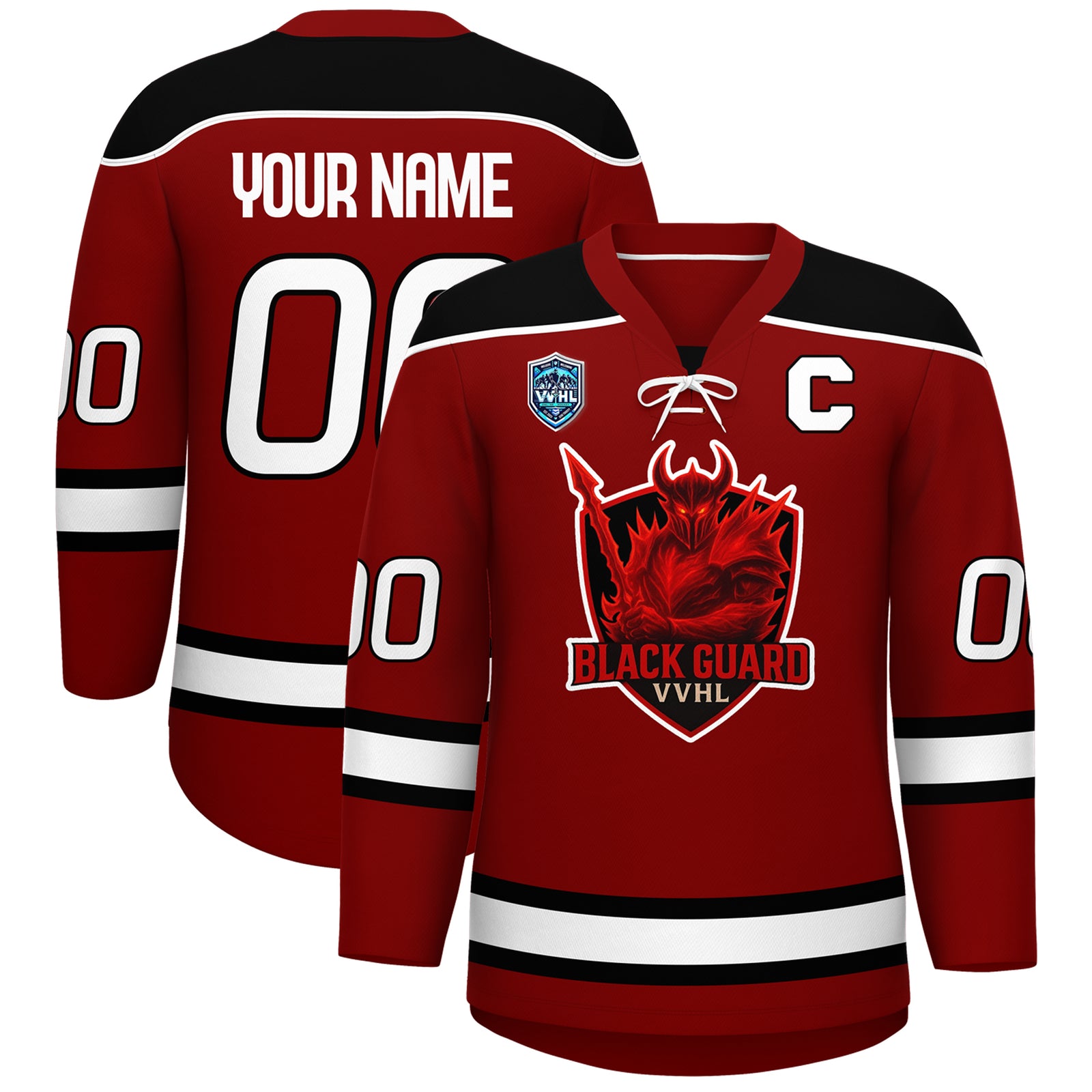 VVHL S8 Custom Black Guard Blue Hockey Jersey