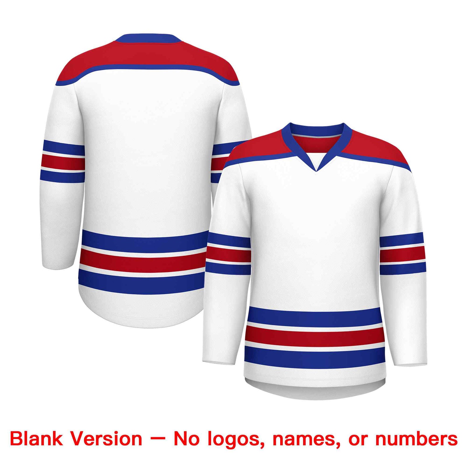 Custom White Royal Blue Ice Cream Helmet Pattern Personalized V-Neck Hockey Jersey