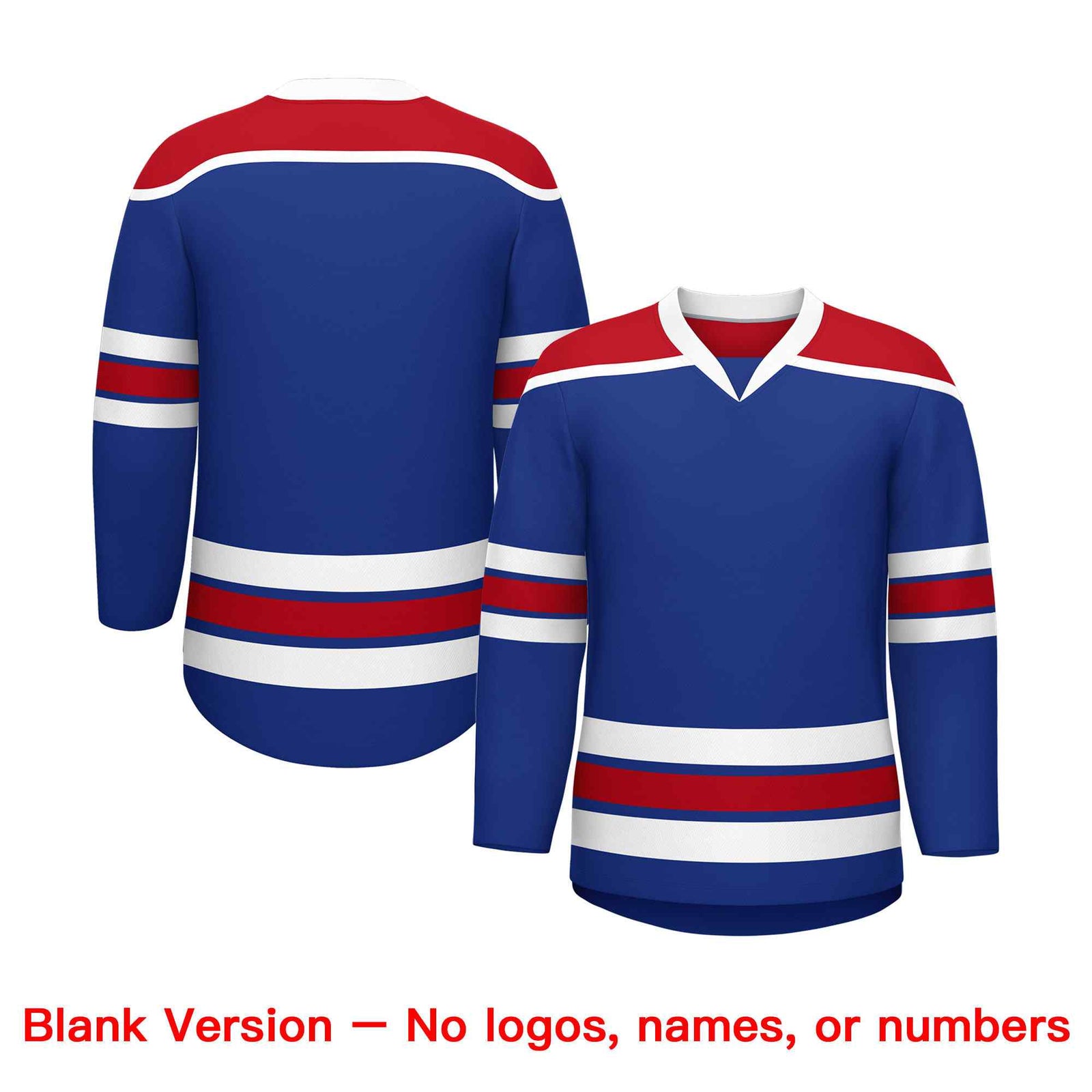 Custom Royal Blue Red Ice Cream Helmet Pattern Personalized V-Neck Hockey Jersey| KXKSHOP