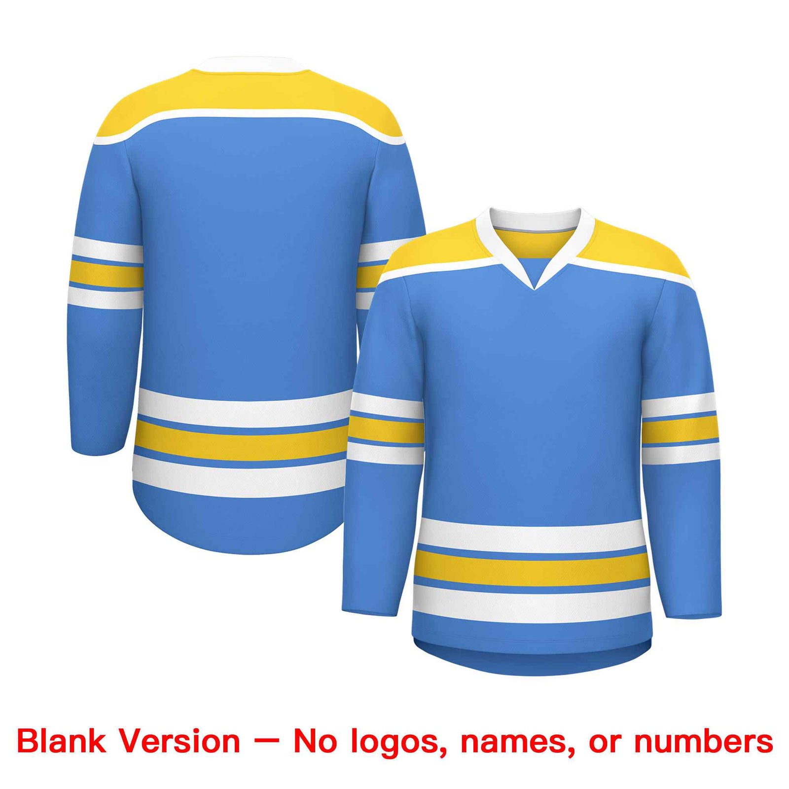 Custom Powder Blue Gold Ice Cream Helmet Pattern Personalized V-Neck Hockey Jersey| KXKSHOP