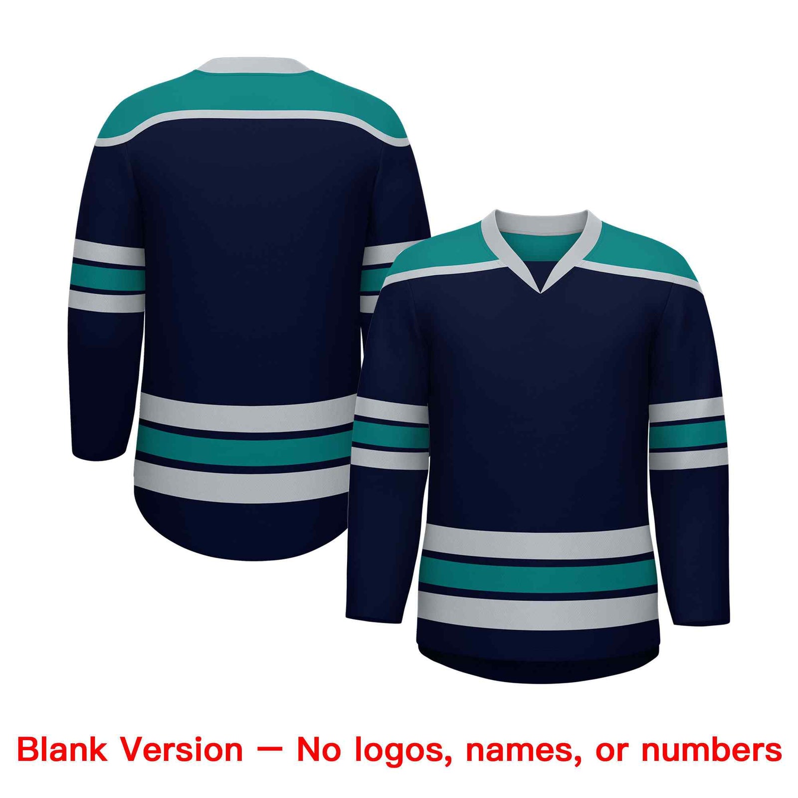 Custom Navy Teal Ice Cream Helmet Pattern Personalized V-Neck Hockey Jersey| KXKSHOP