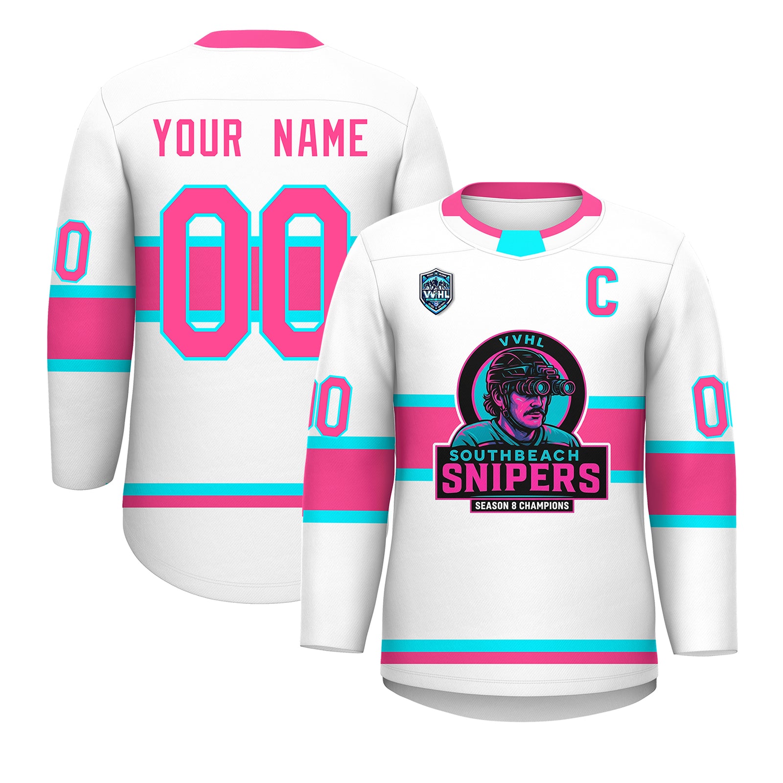 VVHL S9 South beach Snipers Black White Hockey Jersey