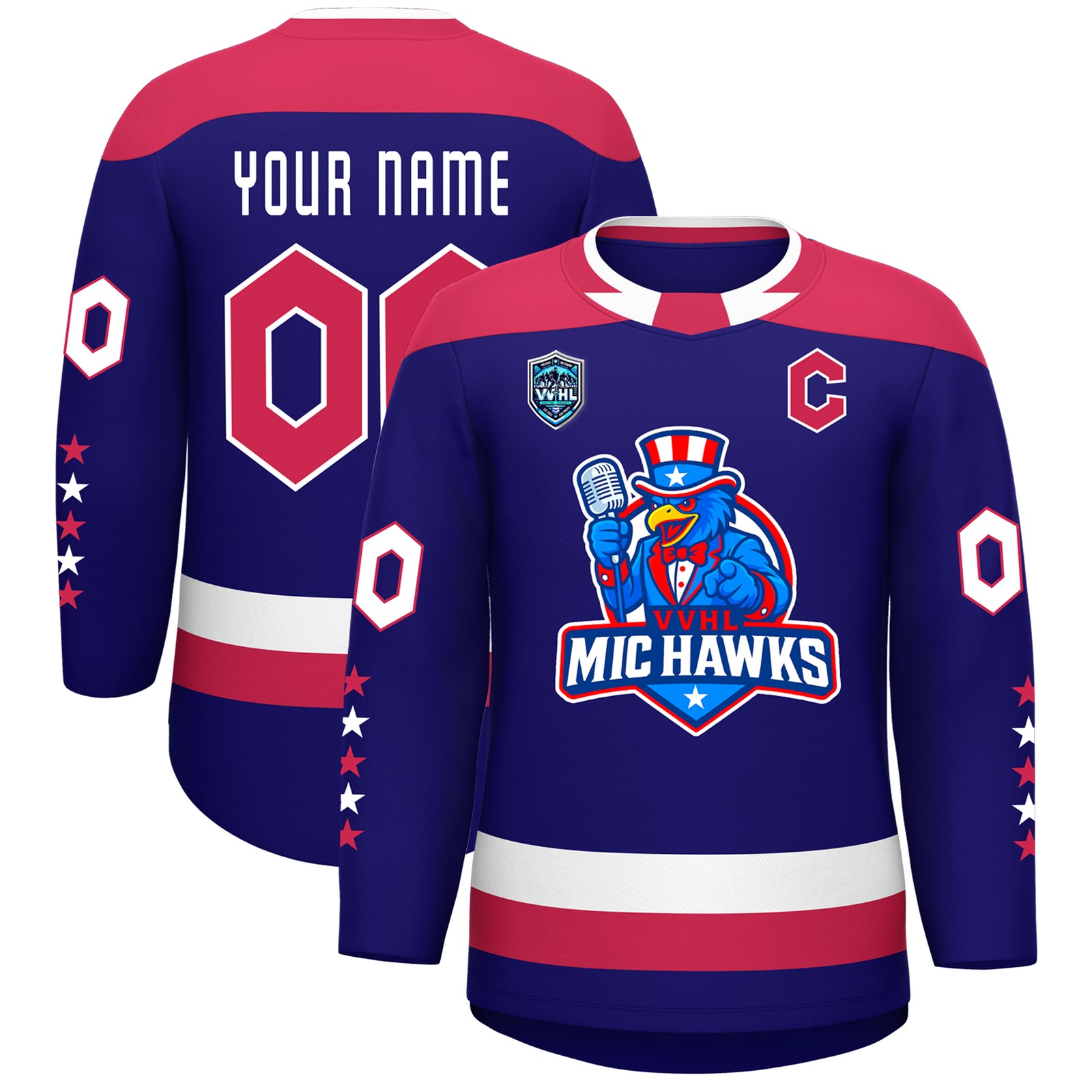 VVHL S8 Custom MIC HAWKS Purple Hockey Jersey