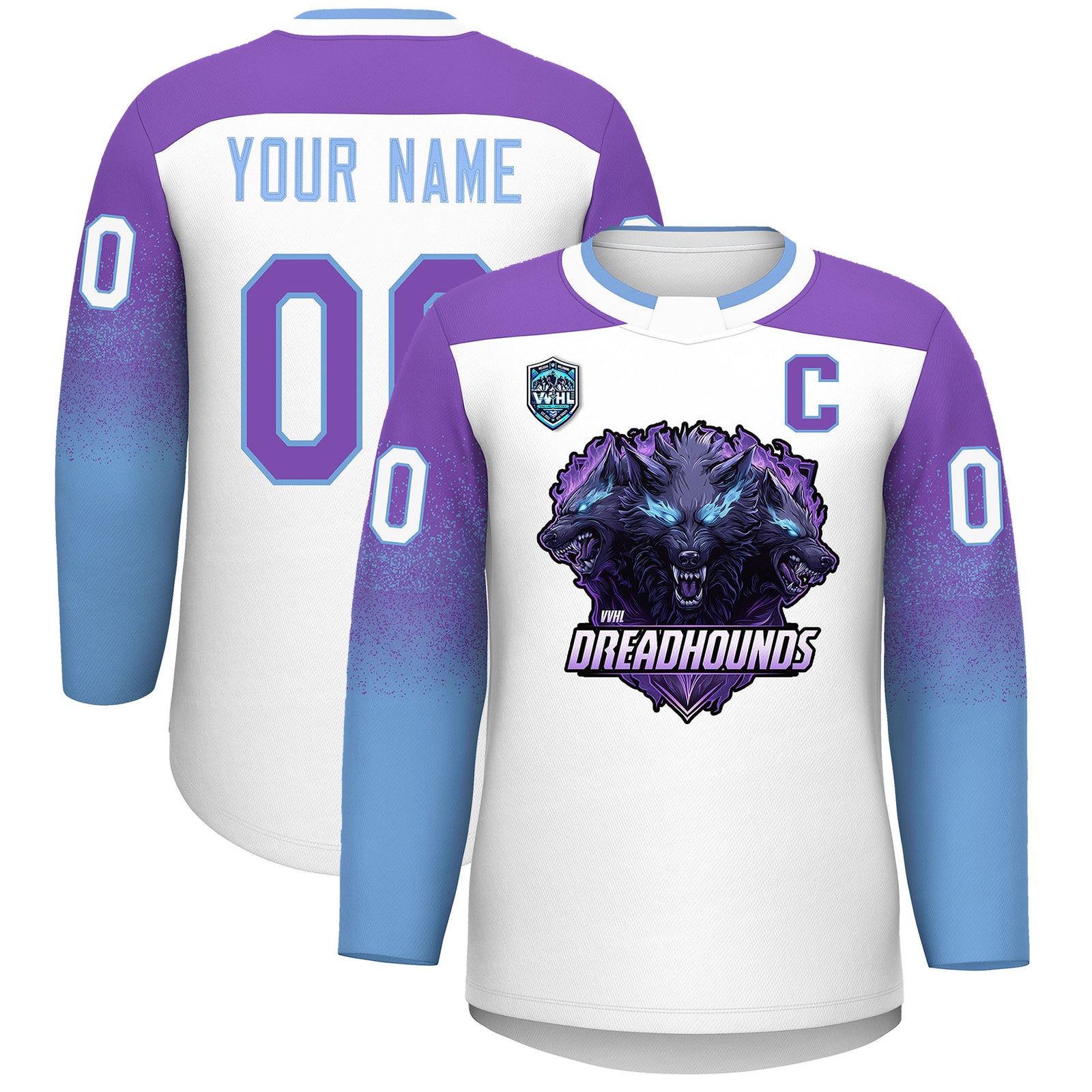 VVHL S9 Dreadhounds White Black Hockey Jersey