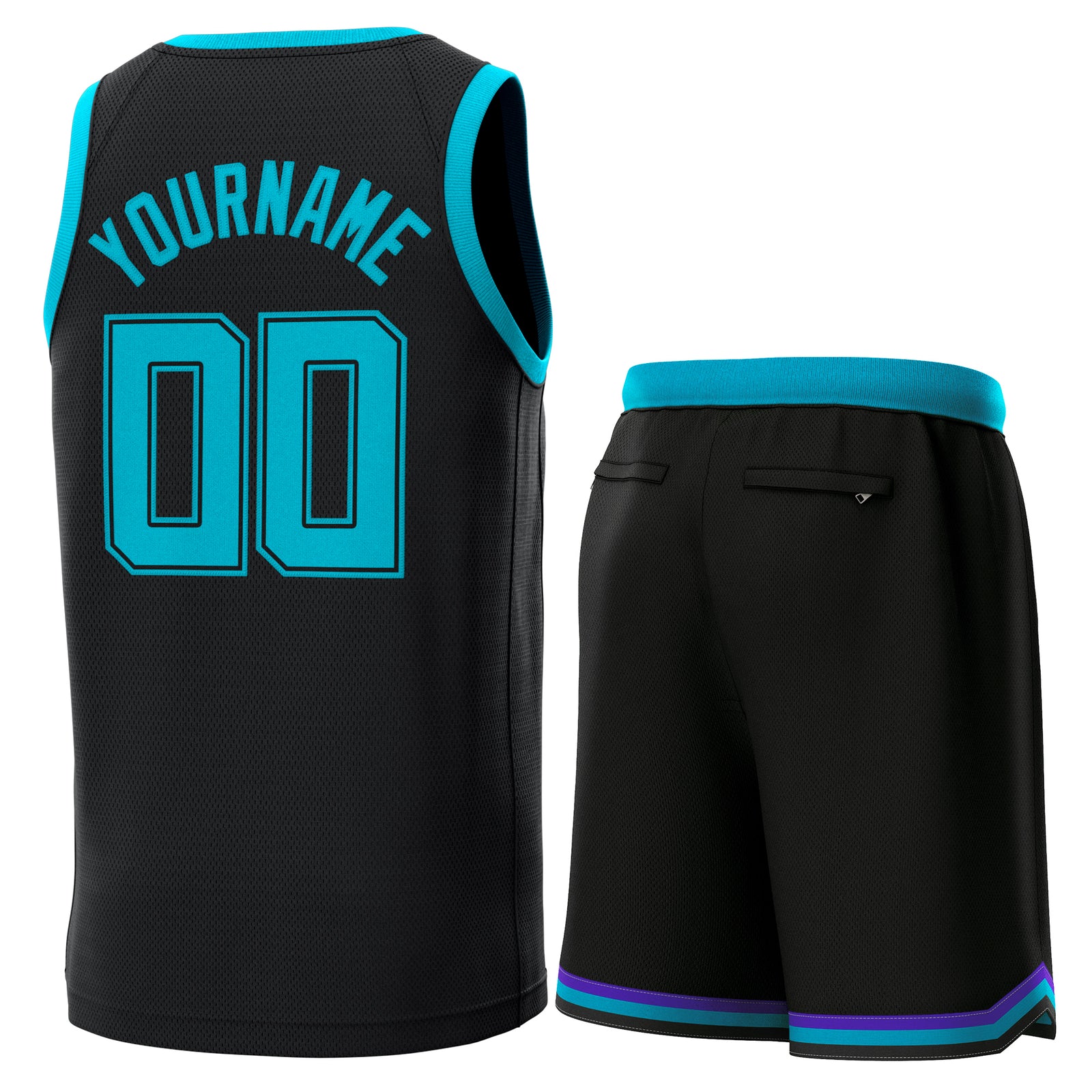 Custom Black Teal Classic Sets Basketball Jersey