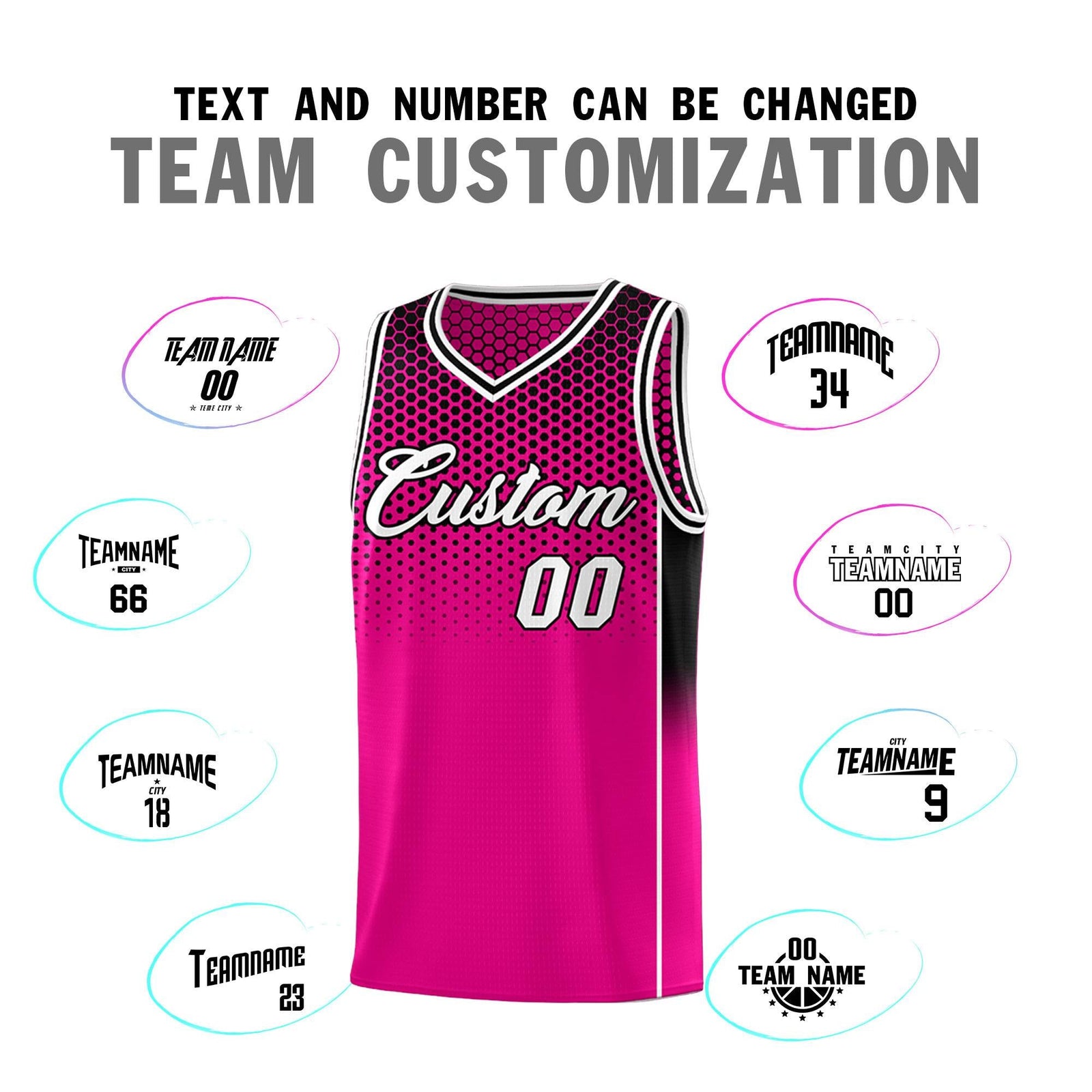 Custom Rose Red Black Reversible Side Gradient Sports Uniform Dot Pattern Basketball Jersey Kits