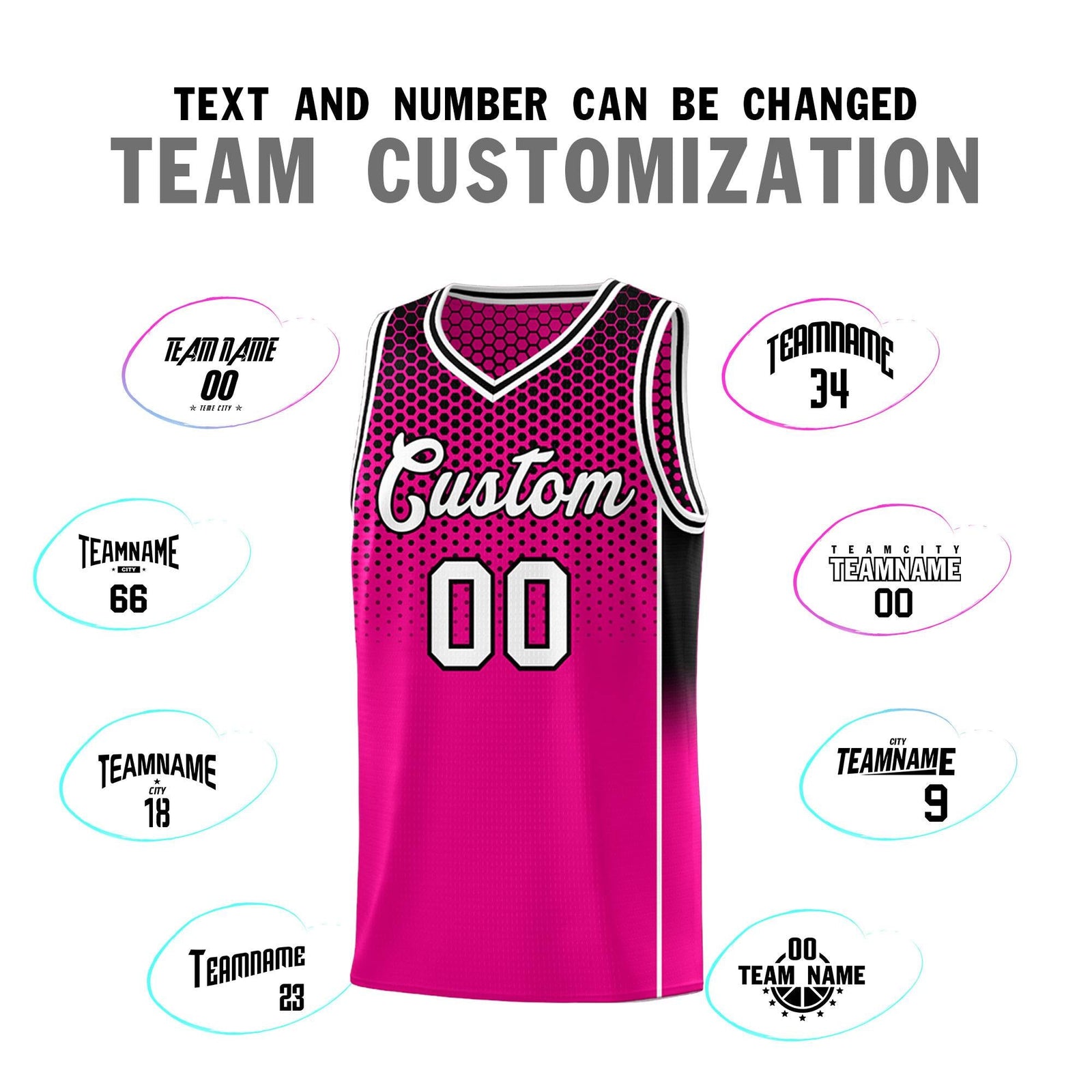 Custom Rose Red Black Reversible Side Gradient Sports Uniform Dot Pattern Basketball Jersey Kits