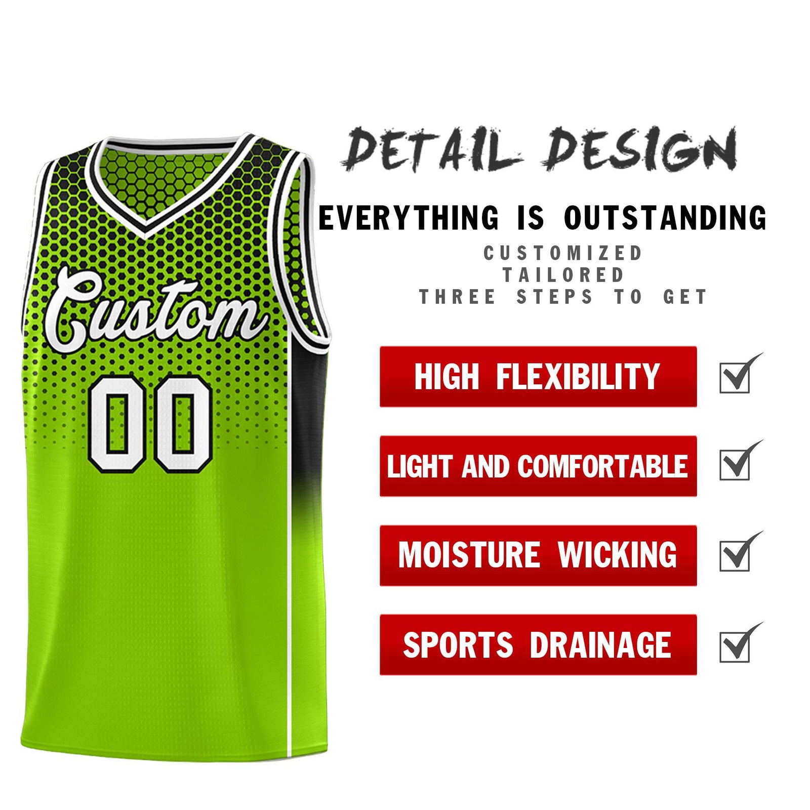 Custom Neon Green Black Reversible Side Gradient Sports Uniform Dot Pattern Basketball Jersey Kits