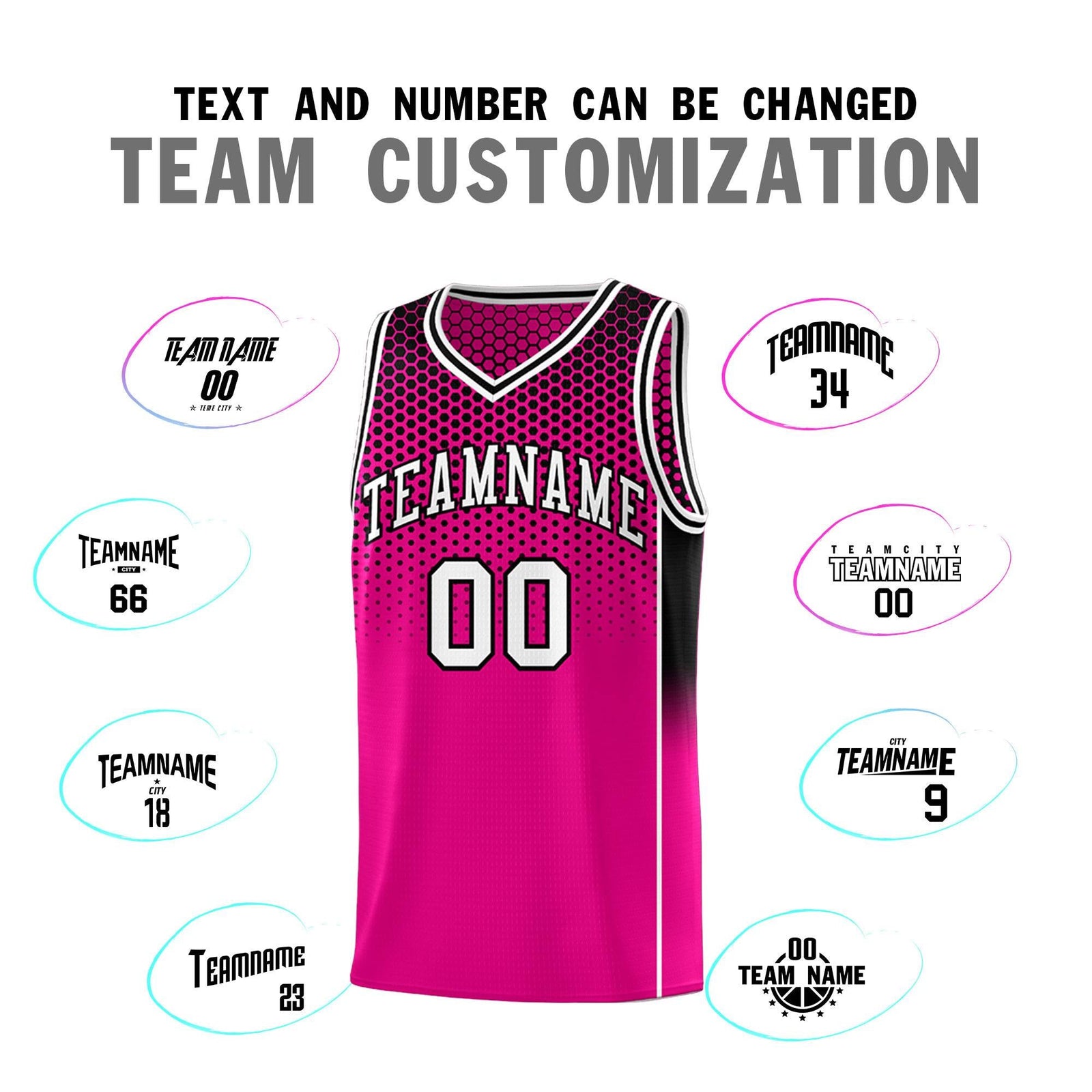 Custom Rose Red Black Reversible Side Gradient Sports Uniform Dot Pattern Basketball Jersey Kits