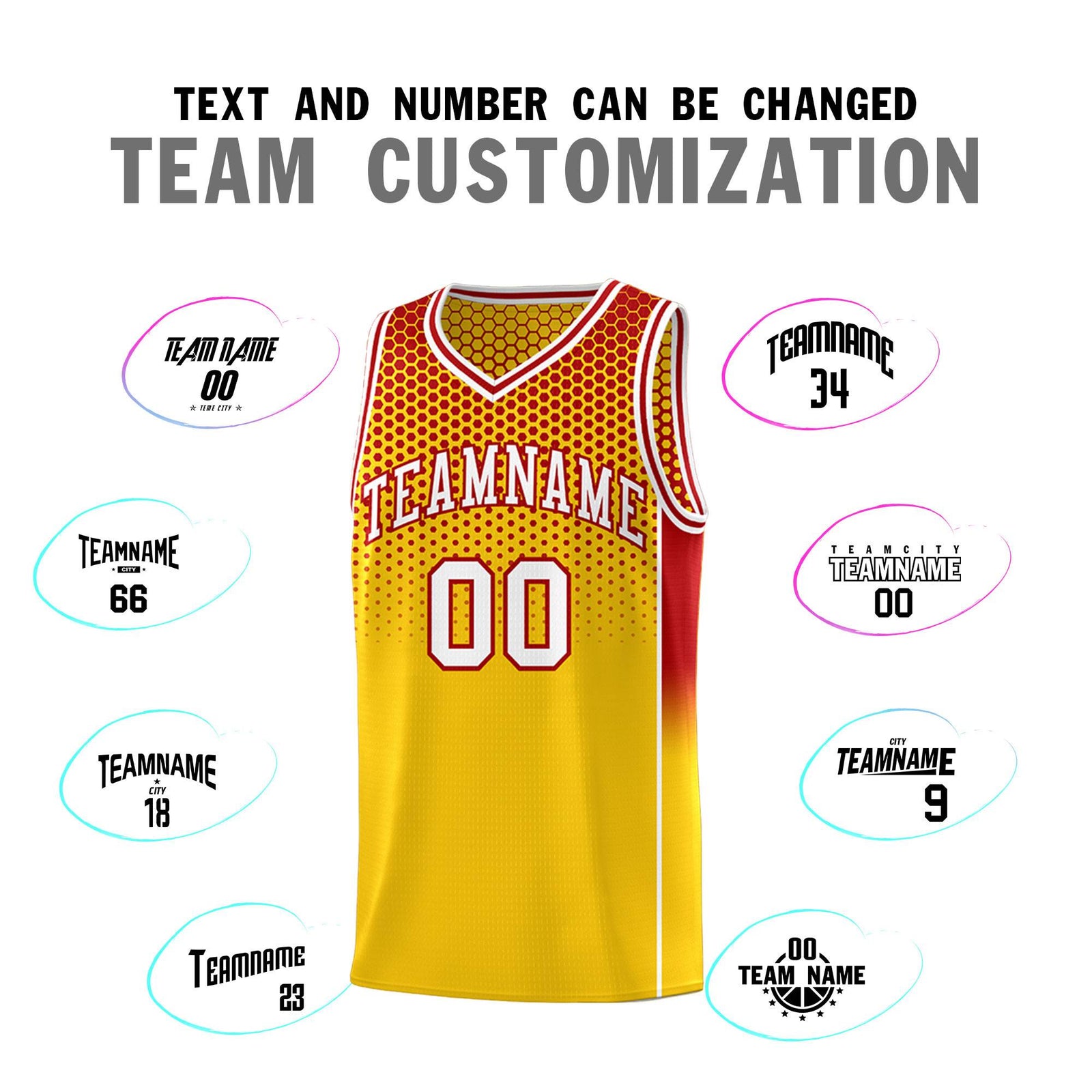 Custom Gold Red Reversible Side Gradient Sports Uniform Dot Pattern Basketball Jersey Kits