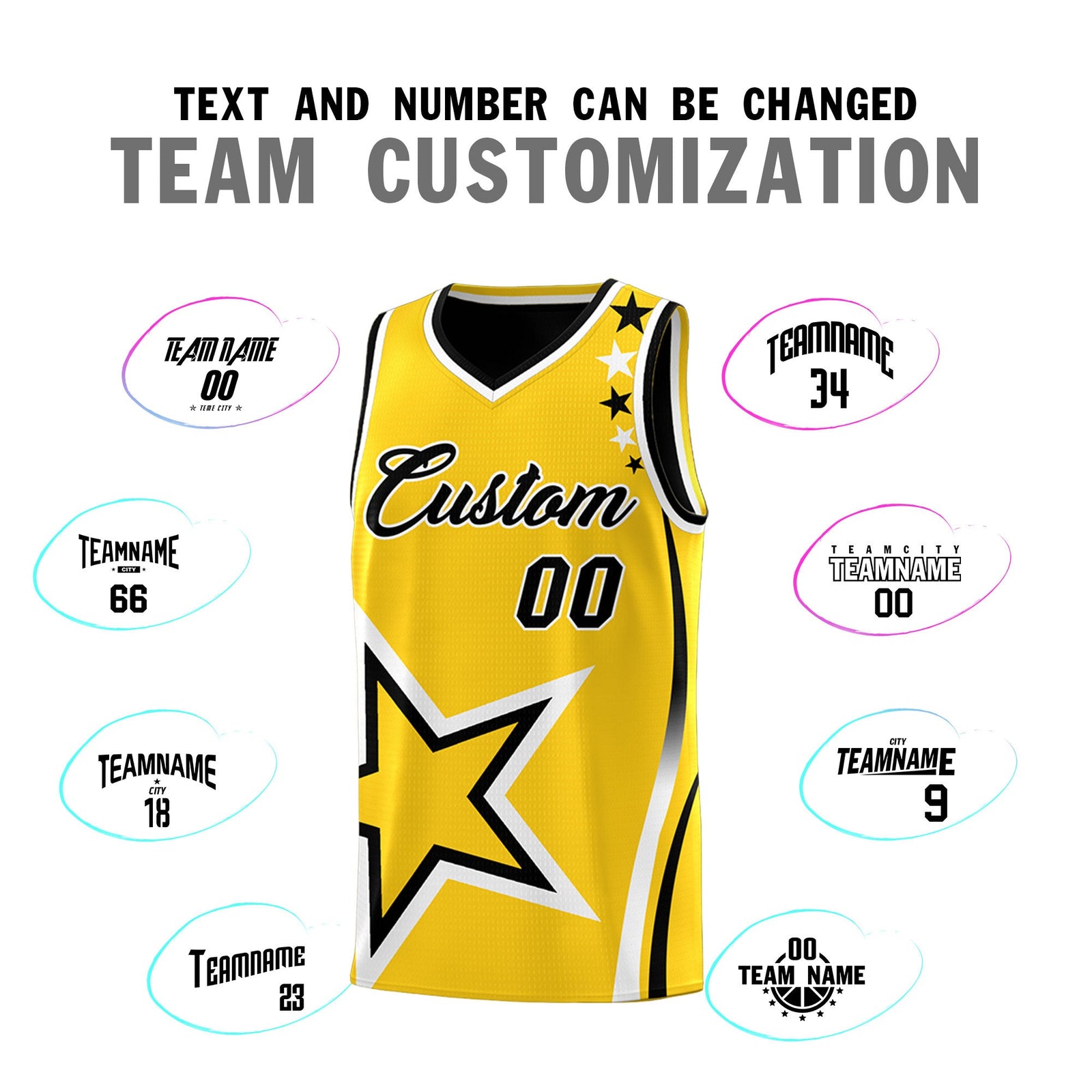 Custom Black Gold White Star Series Reversible Sets Basketball Jersey| KXKSHOP