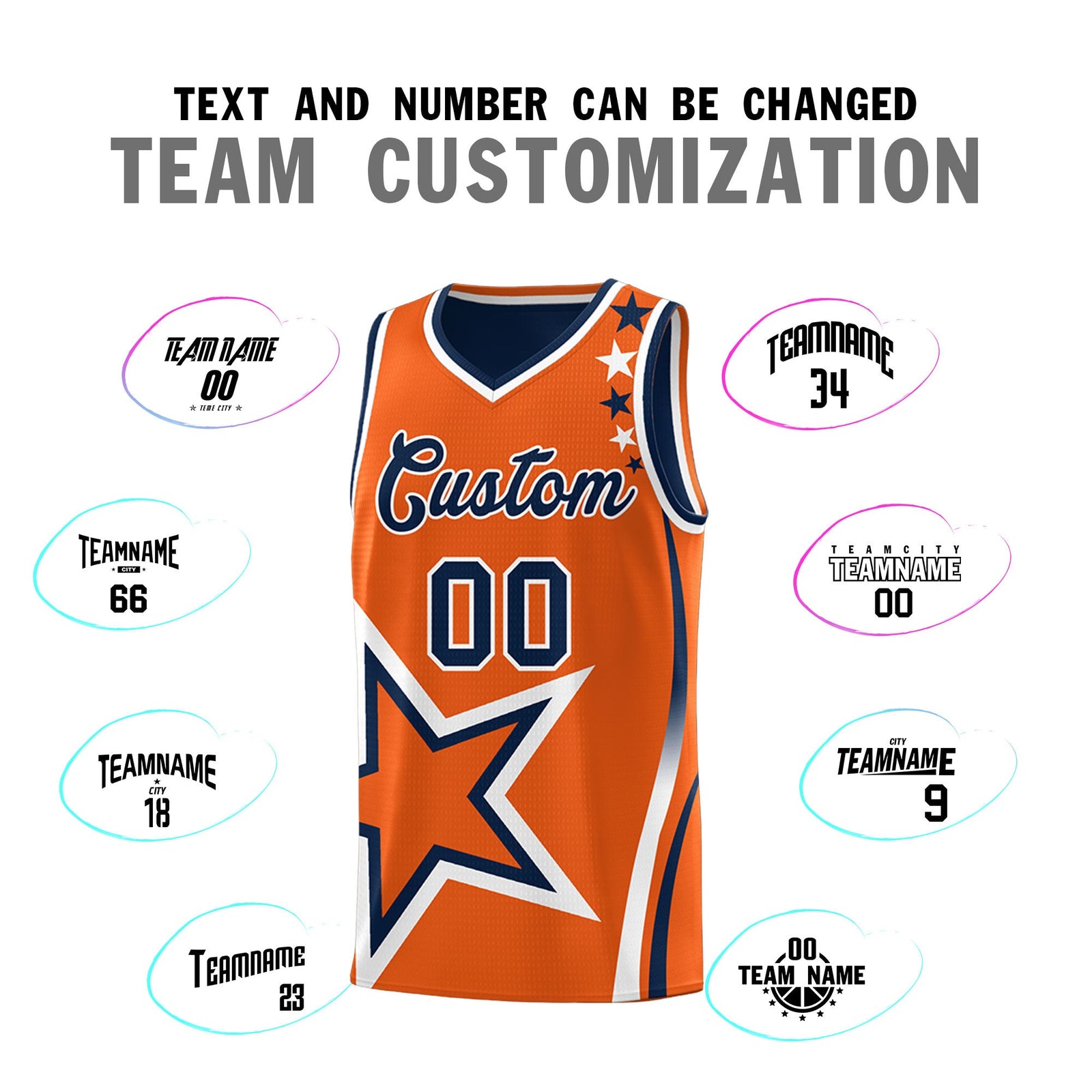 Custom Navy Orange White Star Series Reversible Sets Basketball Jersey| KXKSHOP