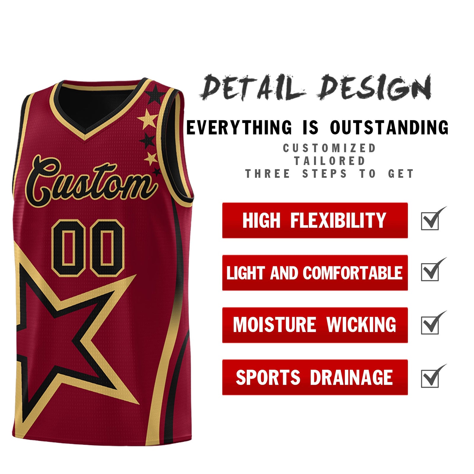 Custom Black Crimson Old Gold Star Series Reversible Sets Basketball Jersey| KXKSHOP